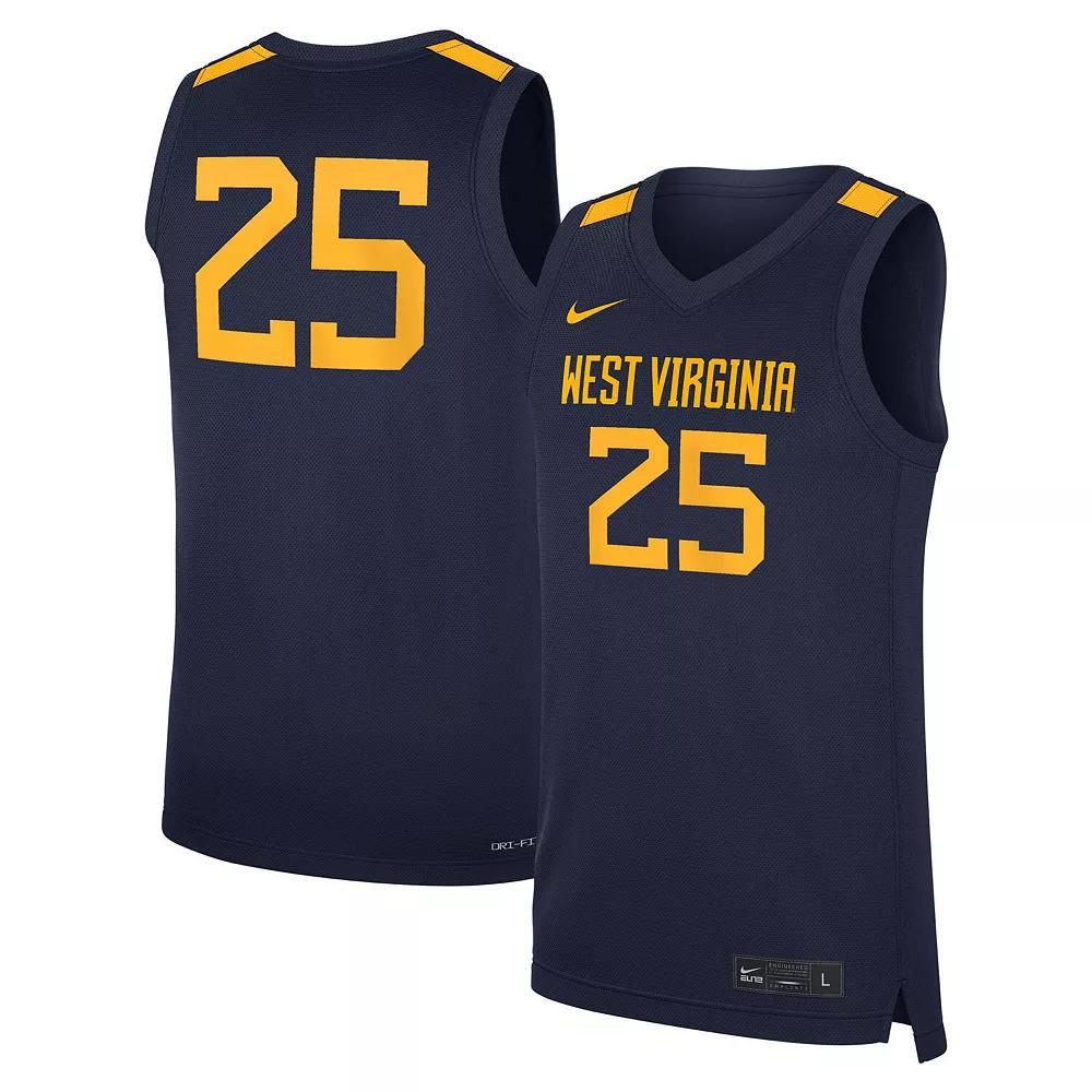 Men's Nike #25 Navy West Virginia Mountaineers Road Replica Basketball Jersey, Size: XL, Blue Product Image