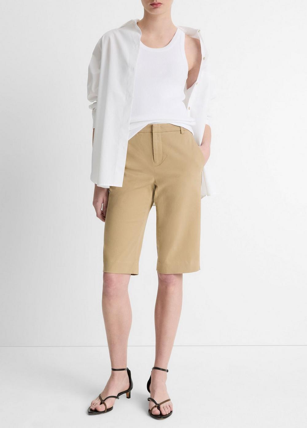Womens Stretch-Cotton Mid-Rise Bermuda Shorts Product Image