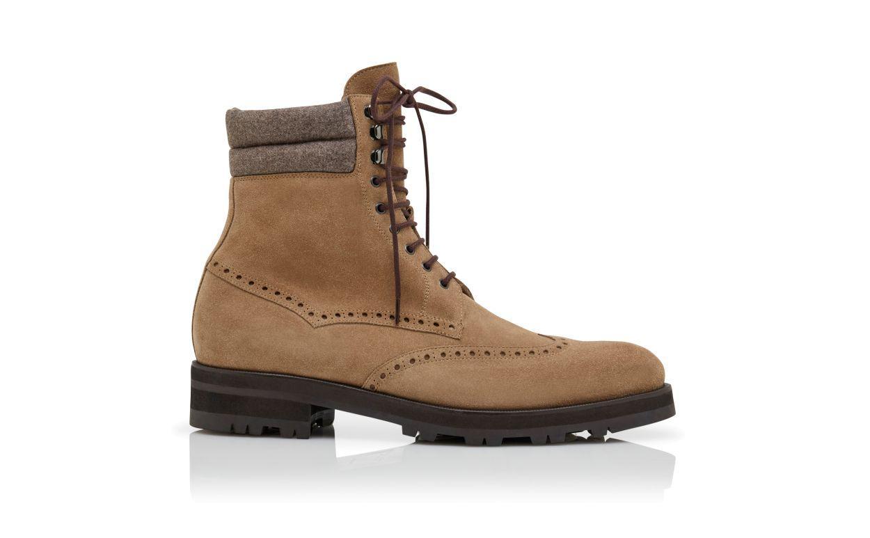 SAPELE Beige Suede Mid Calf Boots Product Image