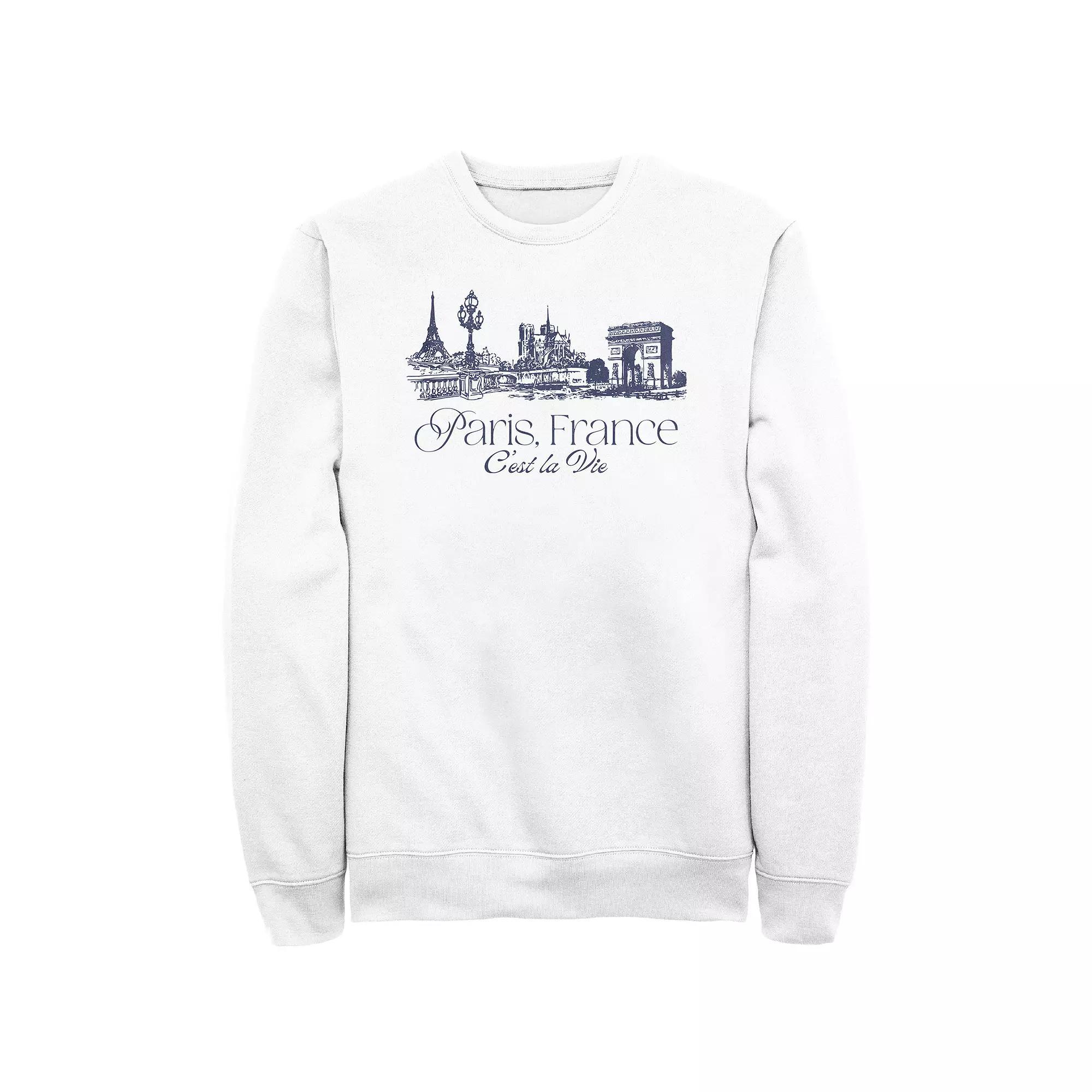 Men's Paris, France C'est La Vie Fleece, Size: Large, White Product Image