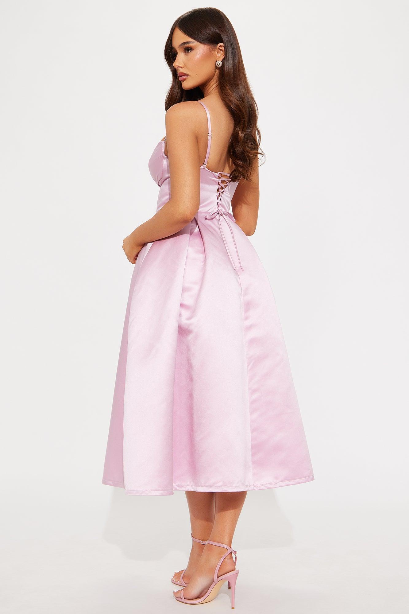 Head Over Heels Satin Midi Dress - Mauve Product Image