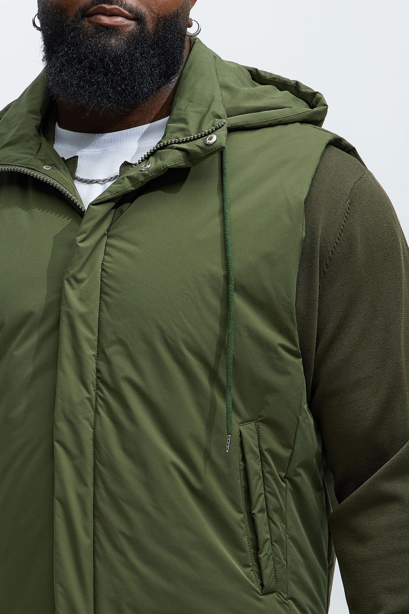 Bismarck Padded Vest With Hood - Olive Product Image