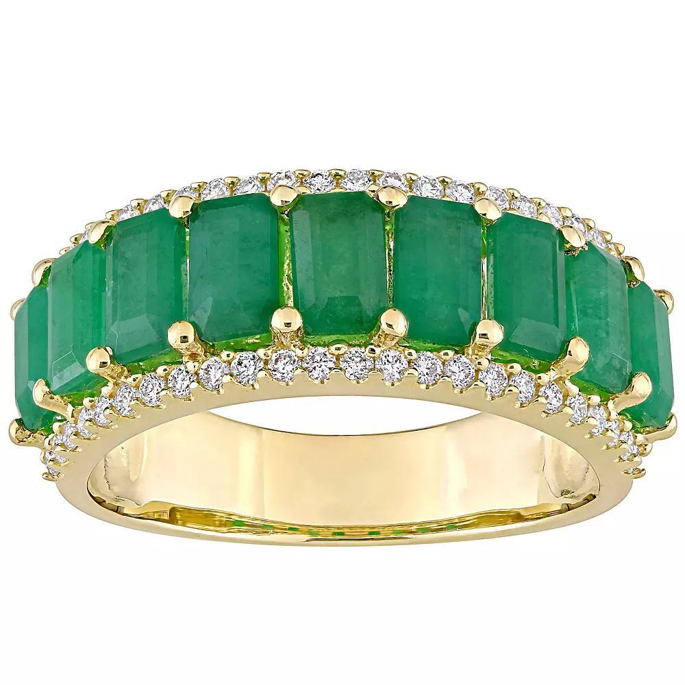 Stella Grace 14k Gold Emerald & 1/3 Carat T.W. Diamond Semi-Eternity Ring, Womens Product Image