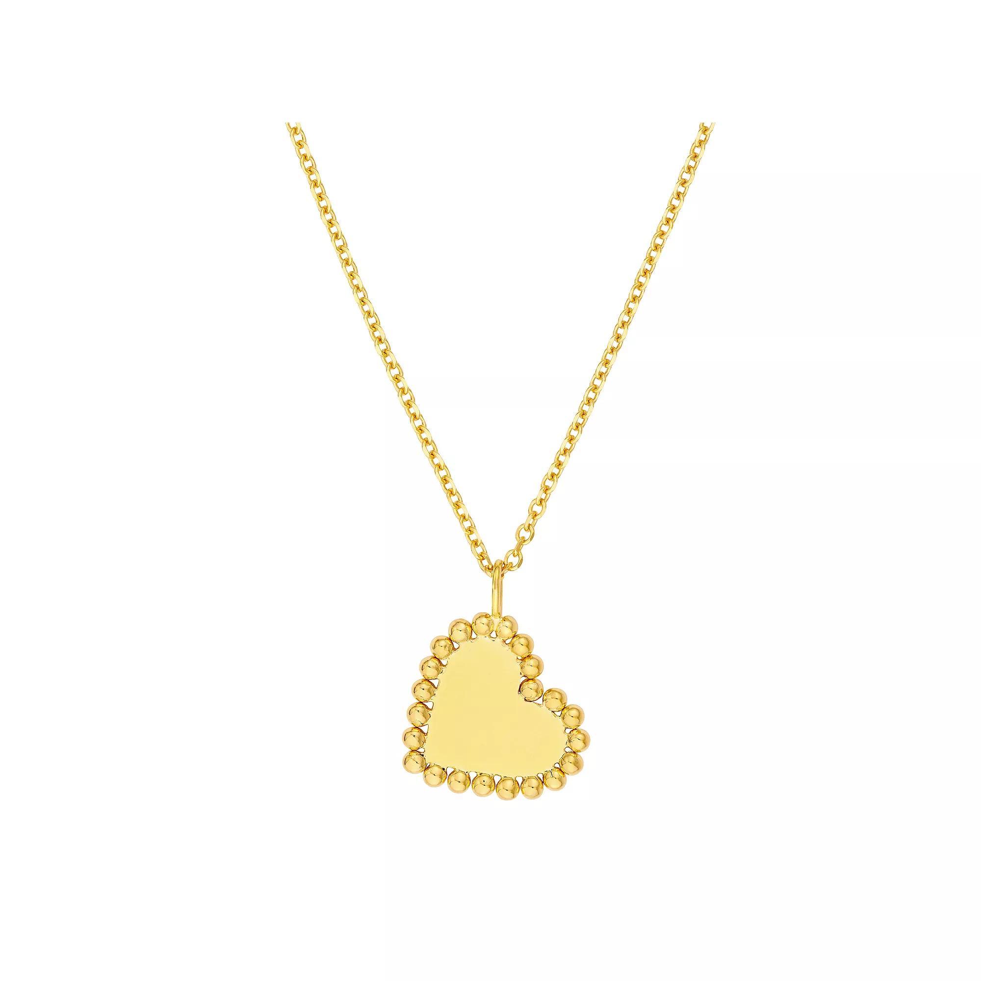 14k Gold Beaded Heart Pendant Necklace, Women's, Size: 18" Product Image