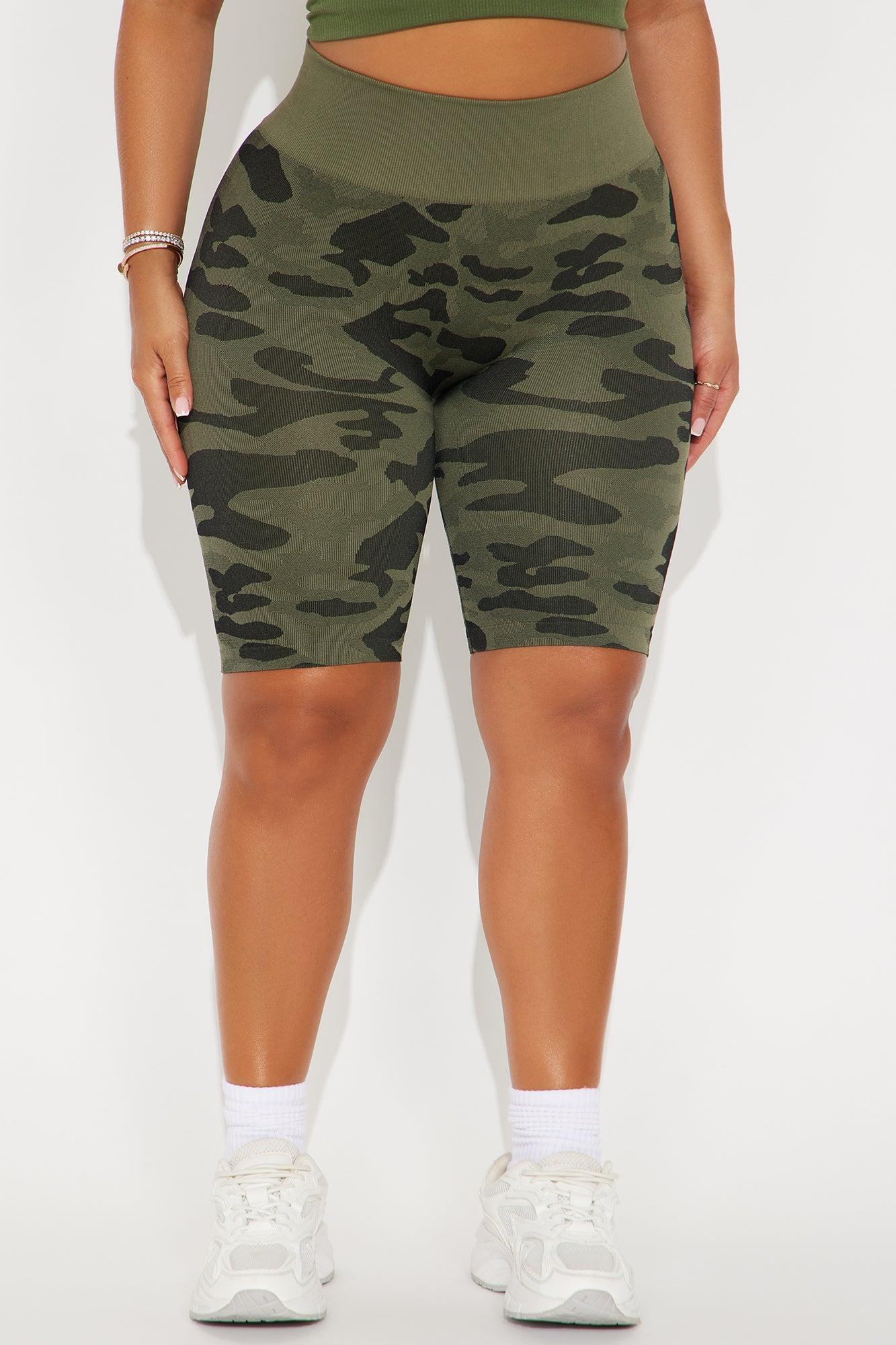 Kelly Camo Seamless Biker Short - Olive Product Image