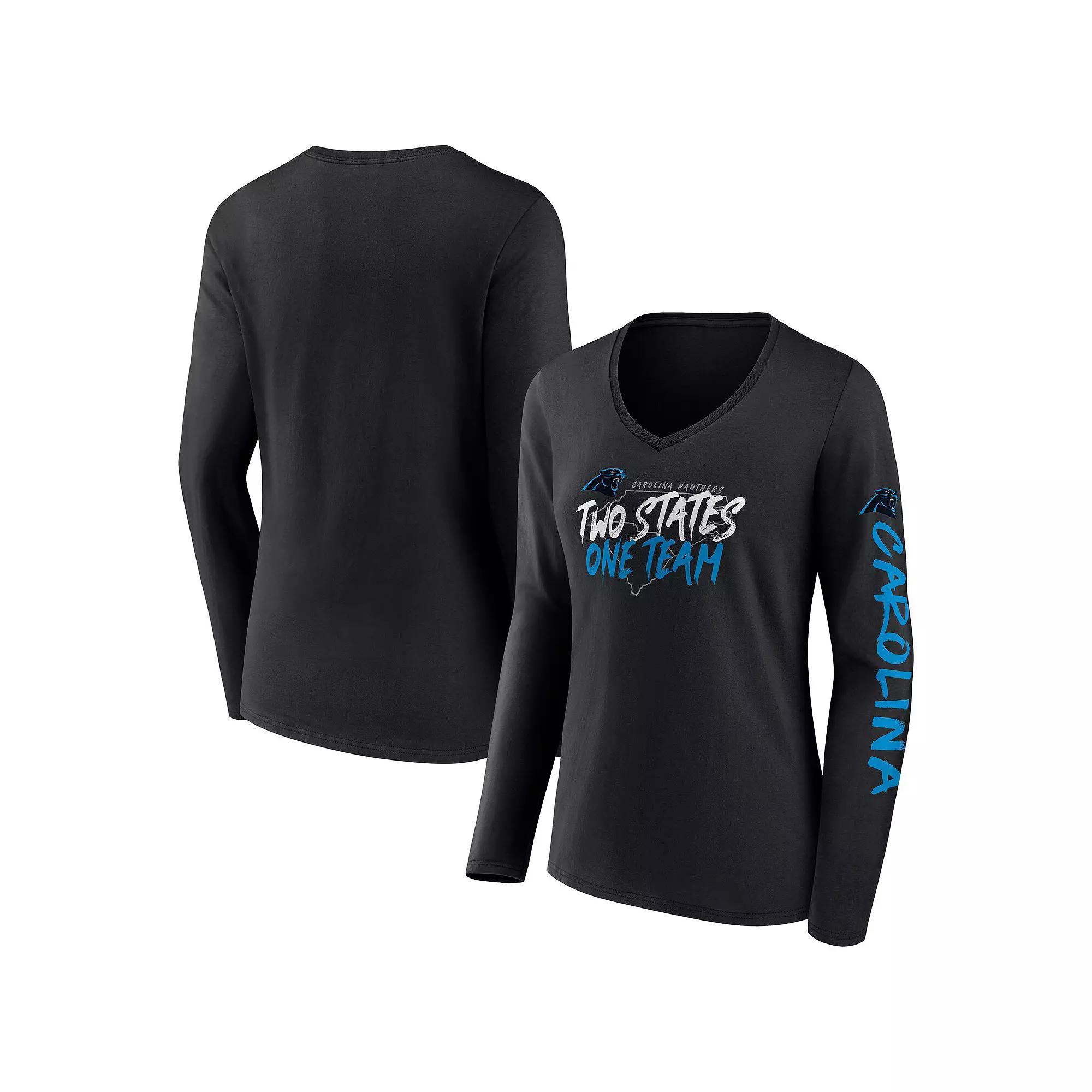 Women's Fanatics Branded Black Carolina Panthers Hometown Sweep Long Sleeve V-Neck T-Shirt, Size: Small Product Image