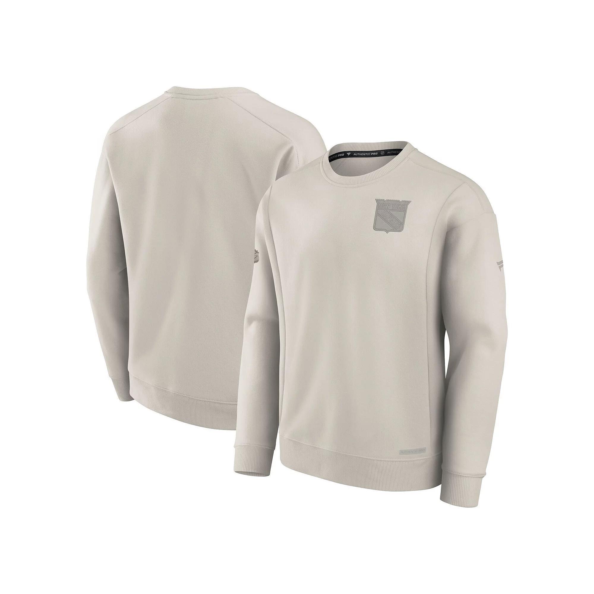 Men's Fanatics  Cream New Jersey Devils Authentic Pro Road Fleece Pullover Sweatshirt, Size: 2XL, Nhl Beige Product Image