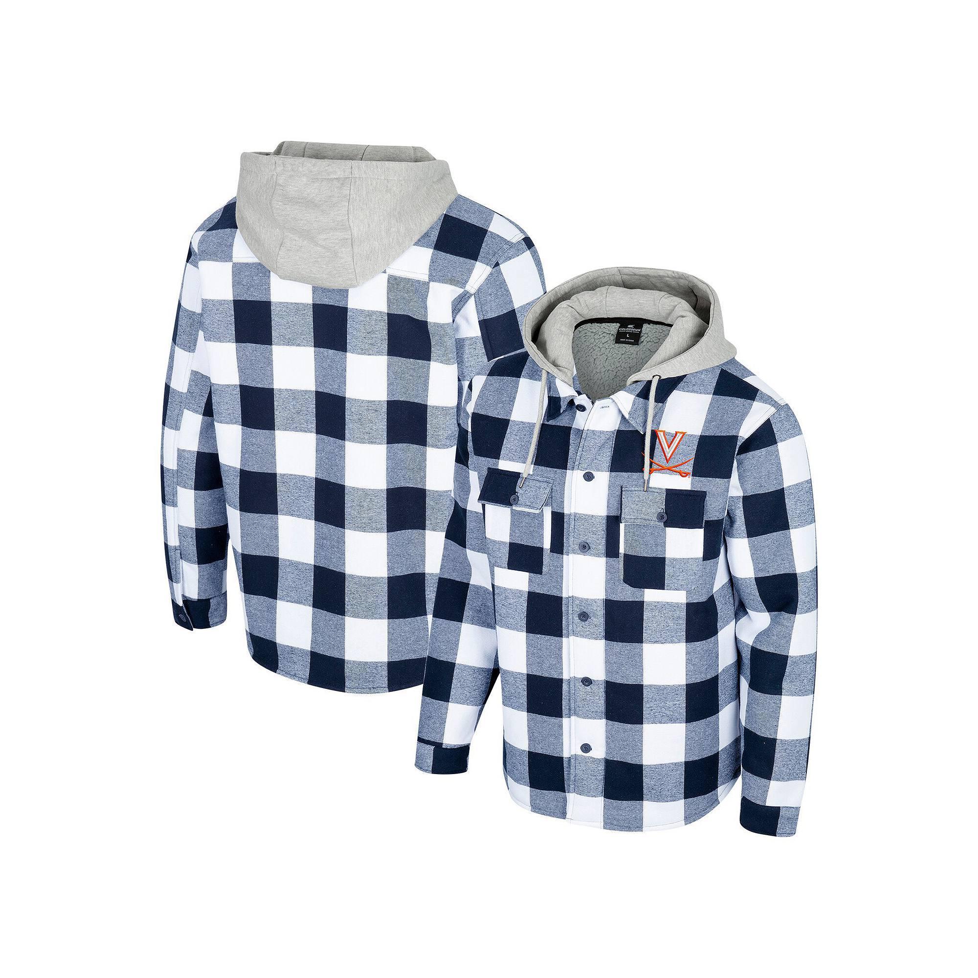 Men's Colosseum Navy/White Virginia Cavaliers Buffalo Plaid Full-Zip Hoodie Jacket, Size: 2XL, Blue Product Image