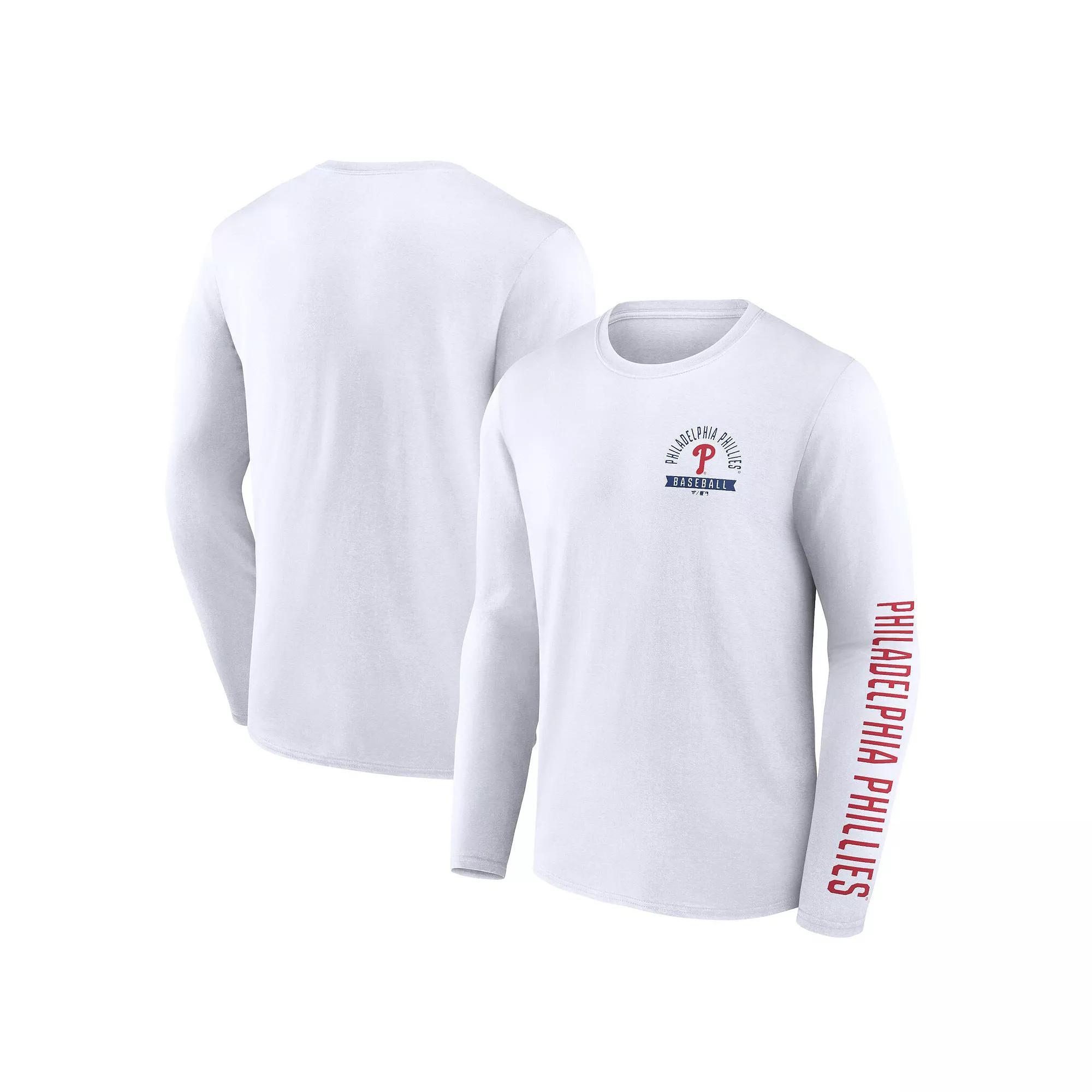 Men's Fanatics Branded  White Philadelphia Phillies Press Box Long Sleeve T-Shirt, Size: 5XL Product Image