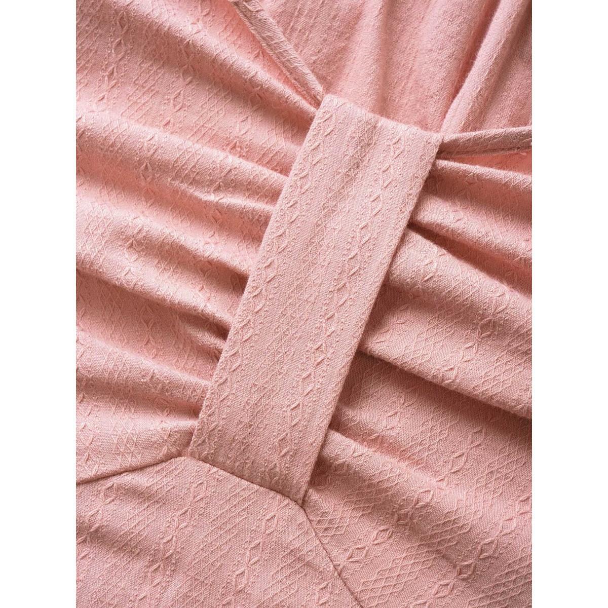 Plus Size Rouge Plain Heart Neckline Ruched Ruffle Sleeve Blouse Women Elegant Half Sleeve Heart neckline Everyday Blouses BloomChic 26/4X Product Image