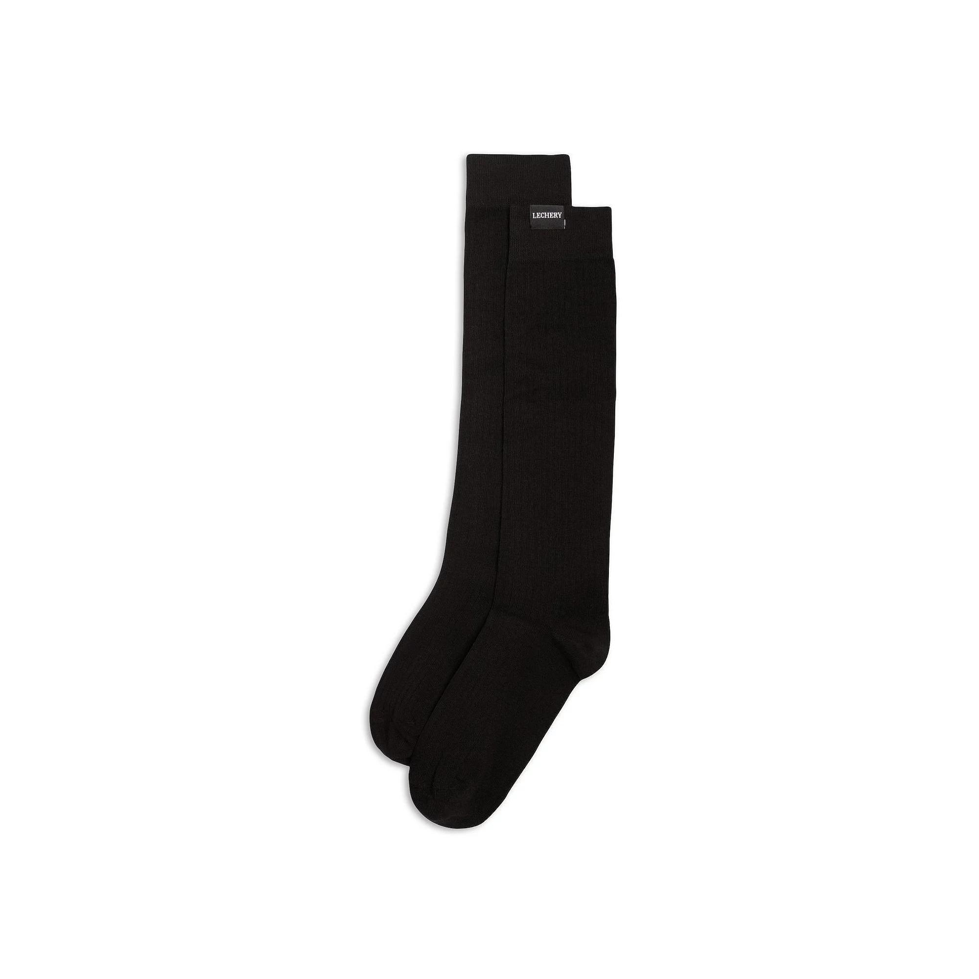 Women's LECHERY® Classic Cotton Blend Woven Tab Knee-Highs, Black Product Image