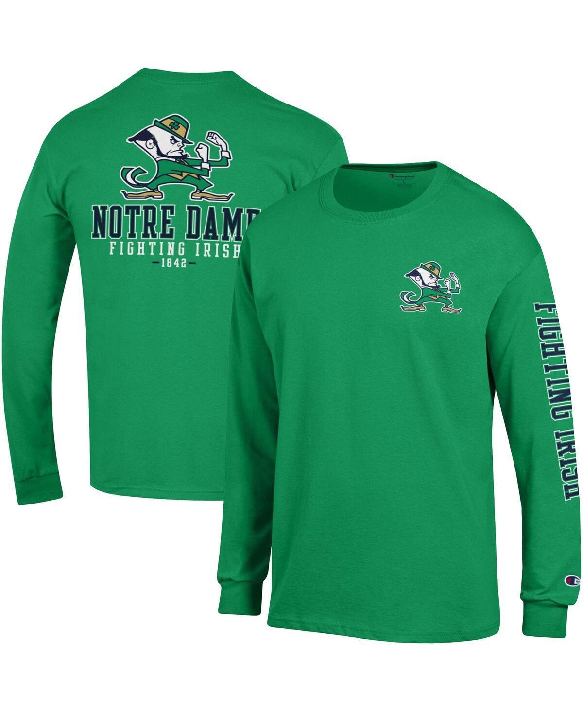 Men's Champion Green Notre Dame Fighting Irish Team Stack 3-Hit Long Sleeve T-Shirt, Size: Large Product Image