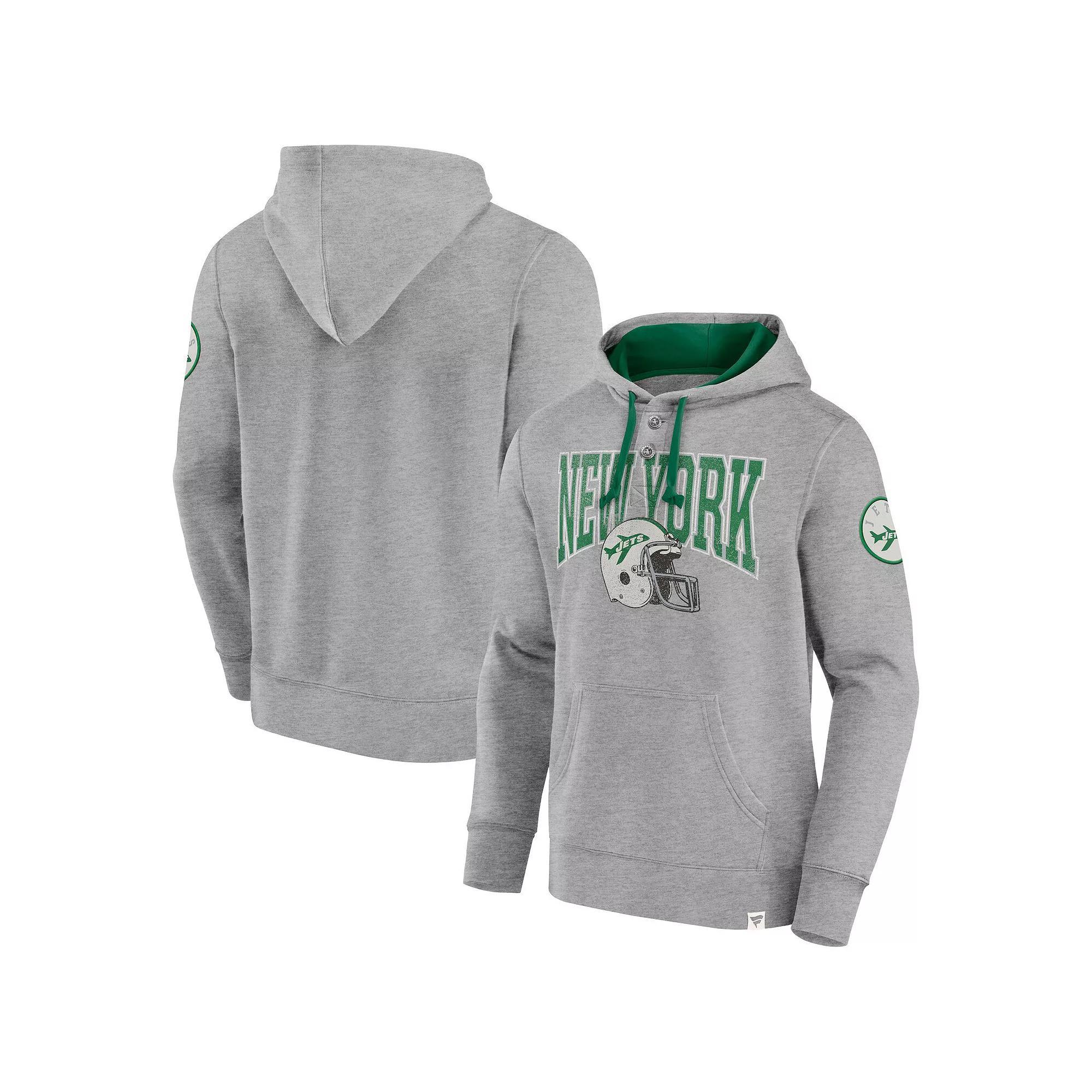 Men's Fanatics  Heather Gray New York Jets Label Maker Pullover Hoodie, Size: 3XL, Grey Product Image