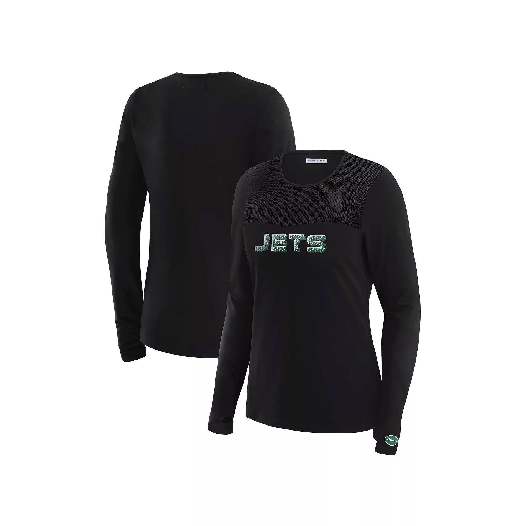 Women's WEAR by Erin Andrews x Gracie Hunt Black Baltimore Ravens Mesh Panel Long Sleeve T-Shirt, Size: 2XL Product Image
