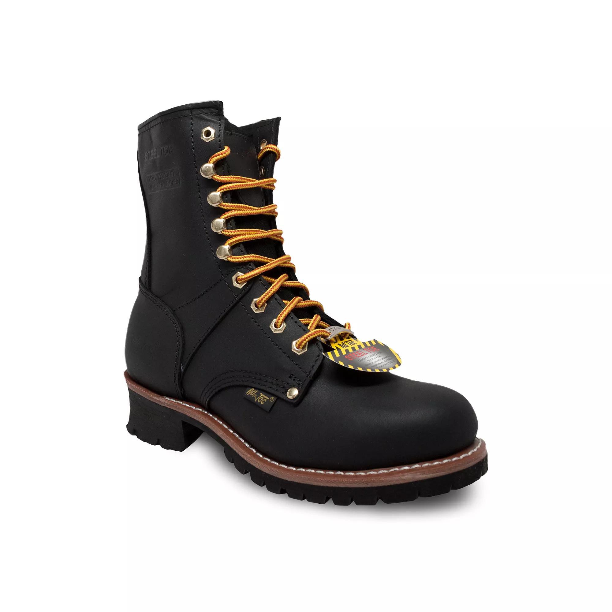AdTec 1428 Men's Water Resistant Steel Toe Logger Work Boots, Size: 6 Wide, Black Product Image