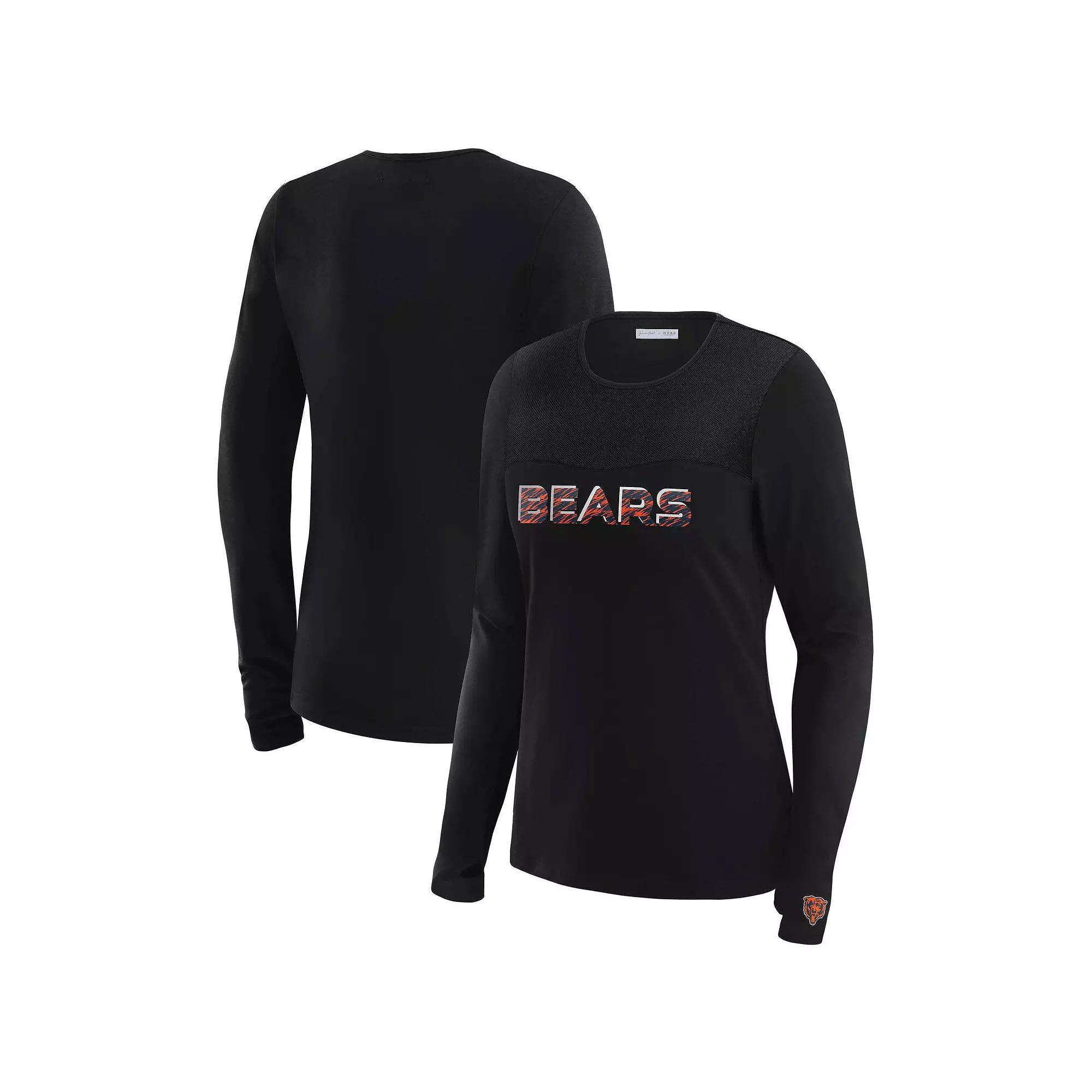 Women's WEAR by Erin Andrews x Gracie Hunt Black Las Vegas Raiders Mesh Panel Long Sleeve T-Shirt, Size: Small, Lvr Black Product Image