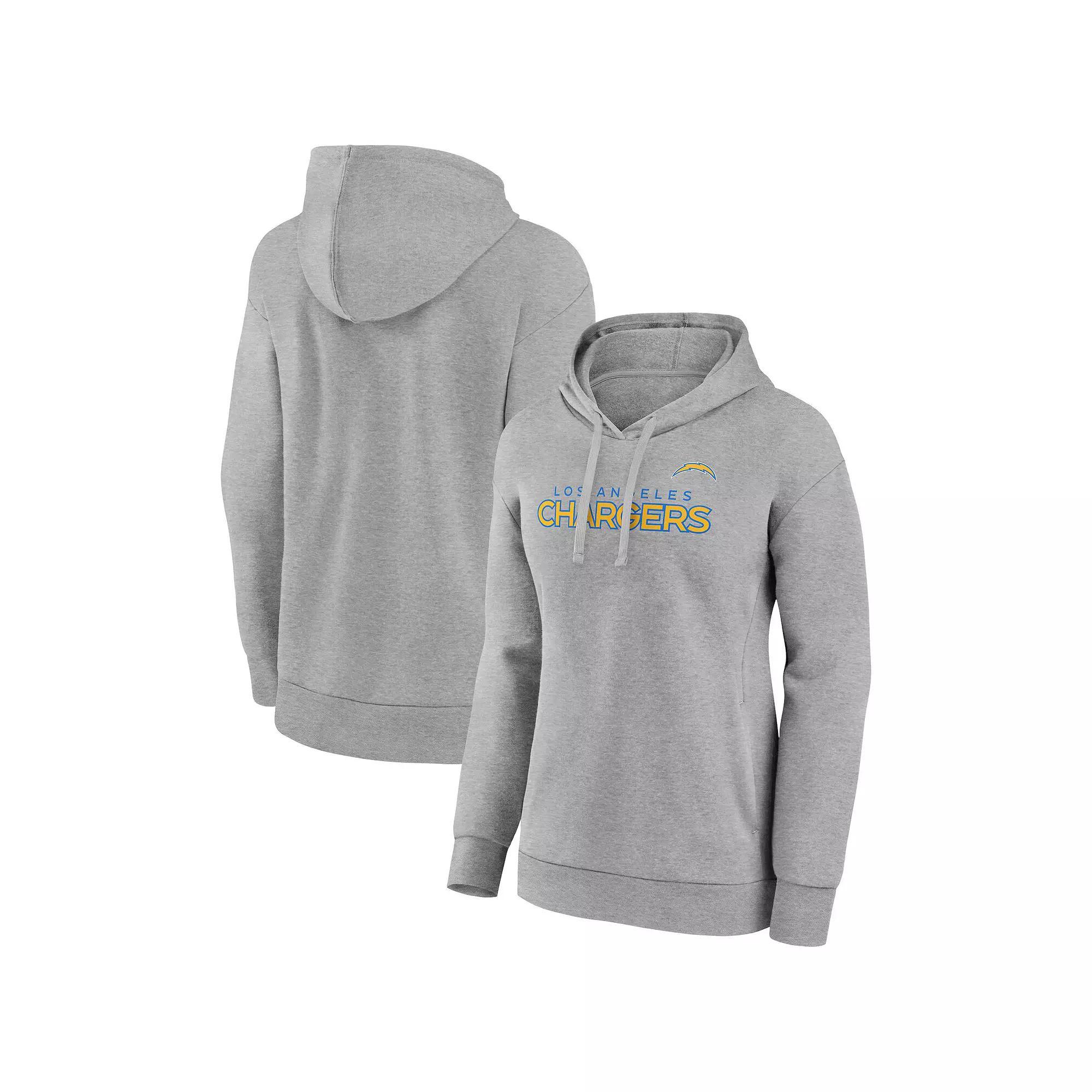 Women's Fanatics Branded Heathered Gray Los Angeles Chargers Checklist Crossover V-Neck Pullover Hoodie, Size: XL, Grey Product Image