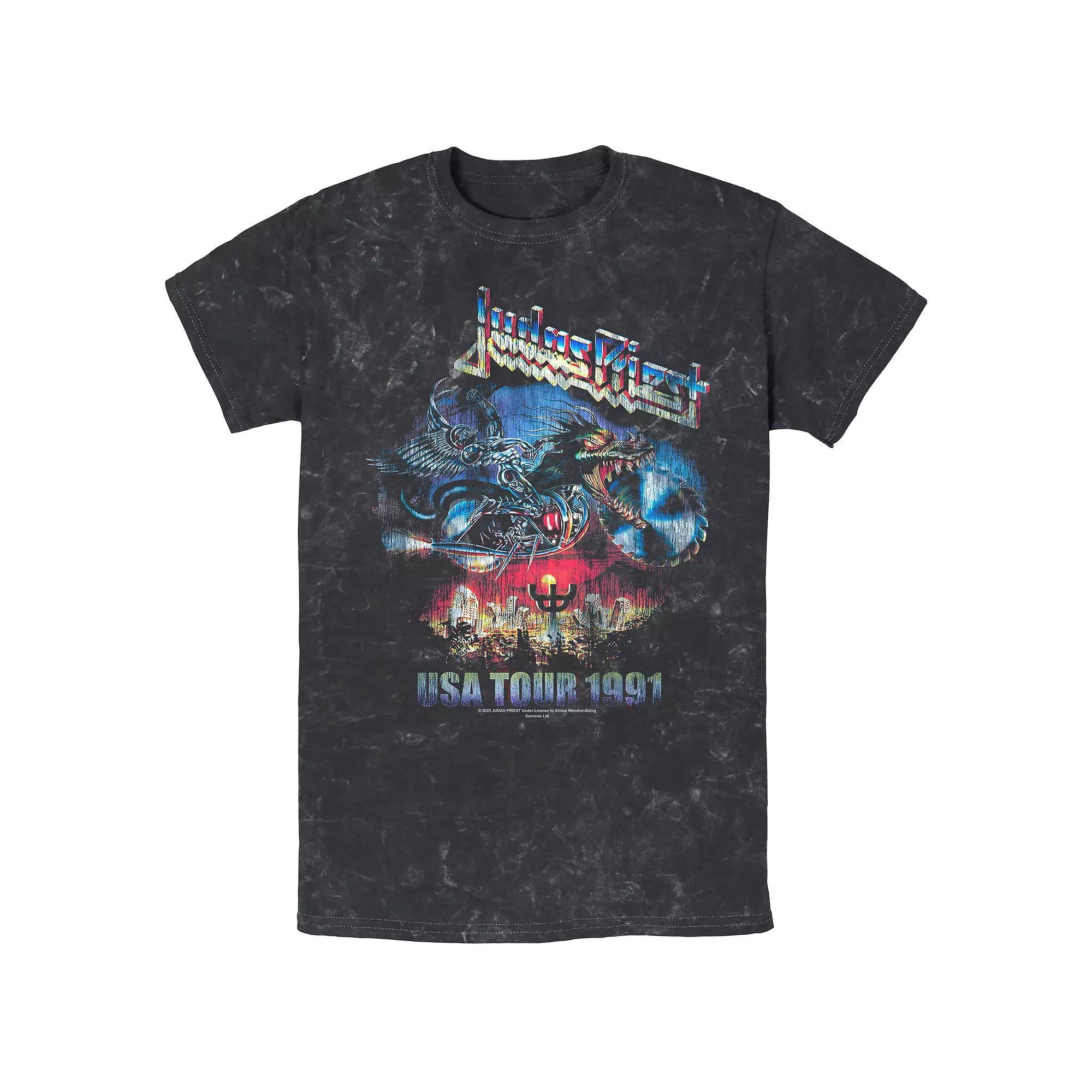 Men's Judas Priest USA Tour 1991 Mineral Wash Graphic Tee, Size: XL, Black Product Image