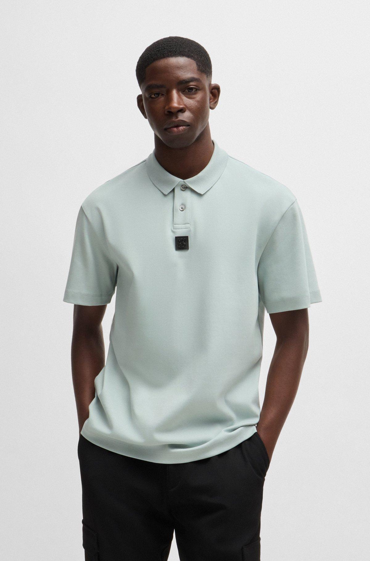 Interlock-cotton polo shirt with stacked logo Product Image
