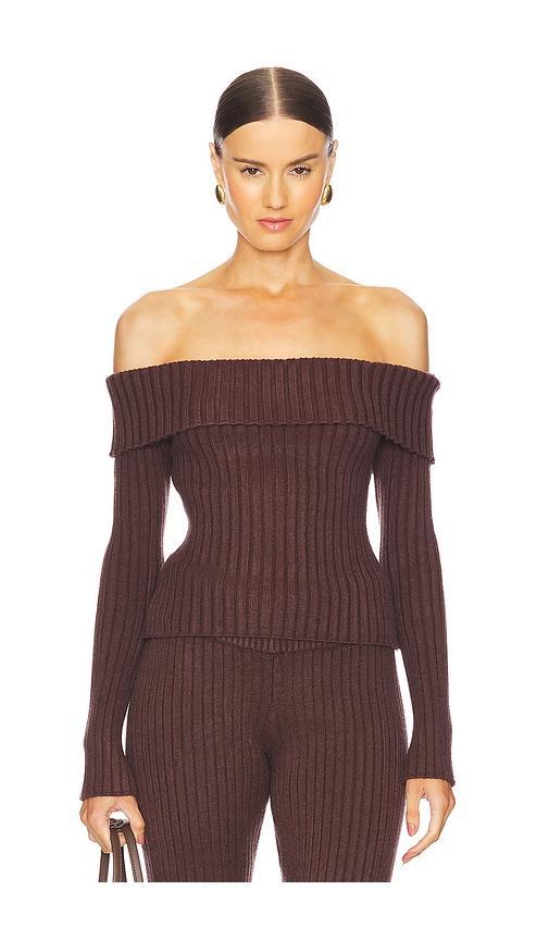Thalia Rib Off The Shoulder Sweater GUIZIO Product Image