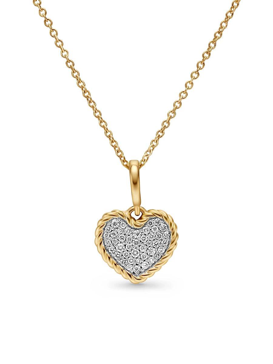 Womens Cable Collectibles Pav Plate Heart Necklace in 18K Yellow Gold with Diamonds Product Image