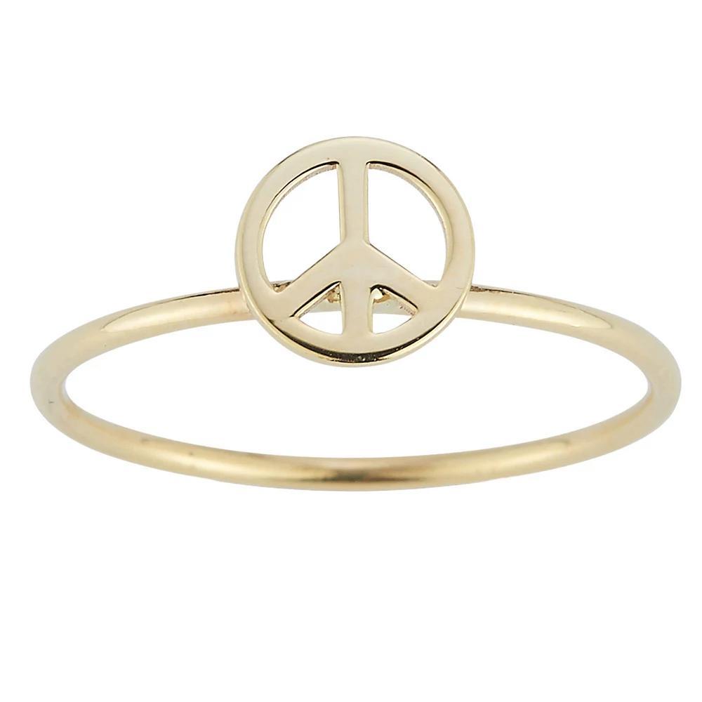 LUMINOR GOLD 14k Gold Peace Sign Stackable Ring, Women's, Size: 6, Yellow Product Image