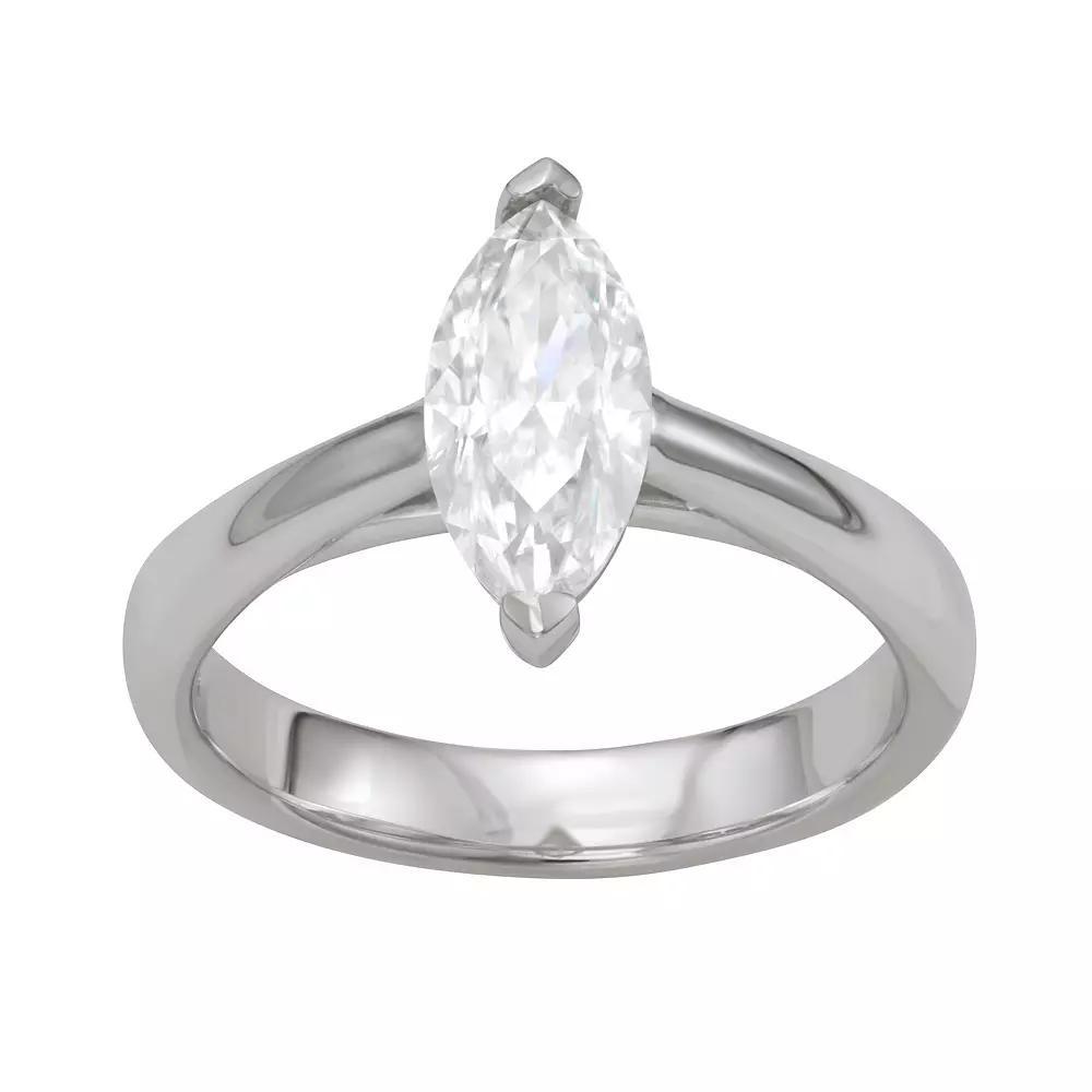 Moissanite Outlet Sterling Silver 1 3/8 Carat T.W. Marquise Cathedral Solitaire Ring, Women's, Size: 7 Product Image