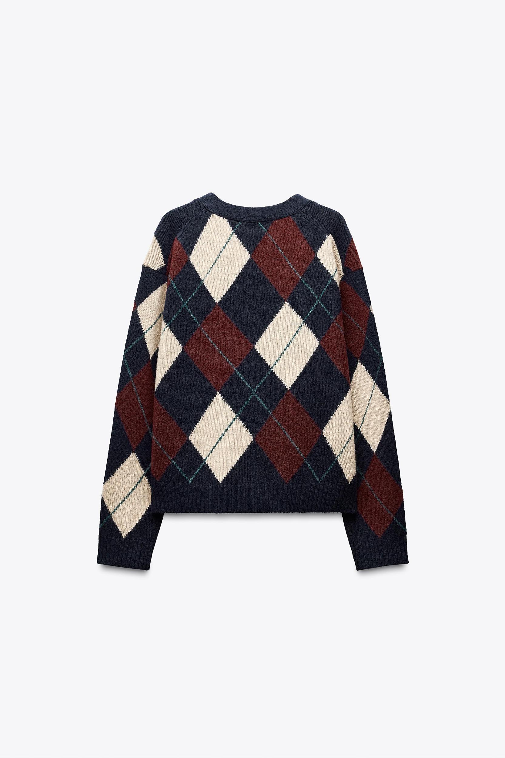 LONG WOOL ARGYLE JACKET Product Image
