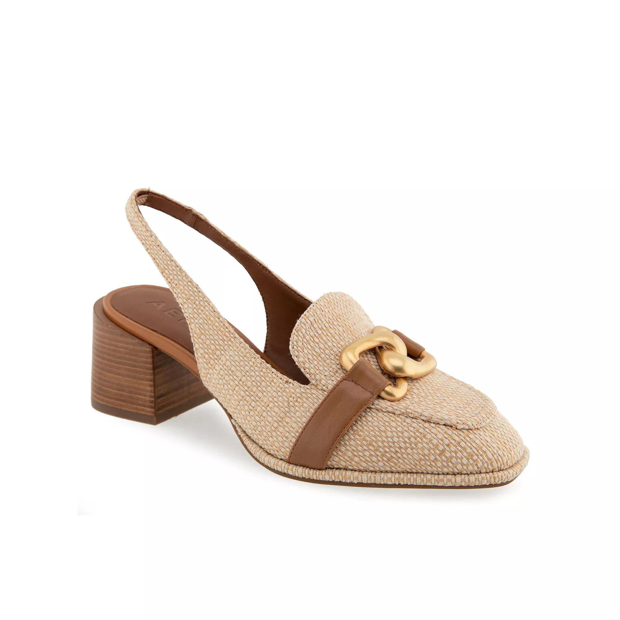 Aerosoles Allure Women's Slingback Heeled Loafers, Size: 9 Medium, Natural Raffia Product Image