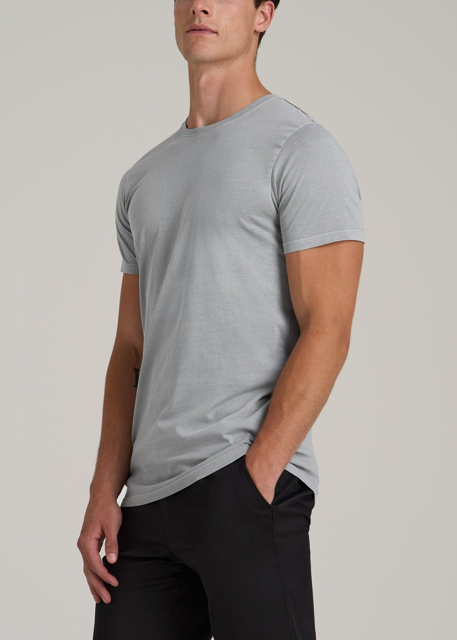 MODERN-FIT Garment Dyed Cotton Men's Tall T-Shirt in Sustained Grey Product Image