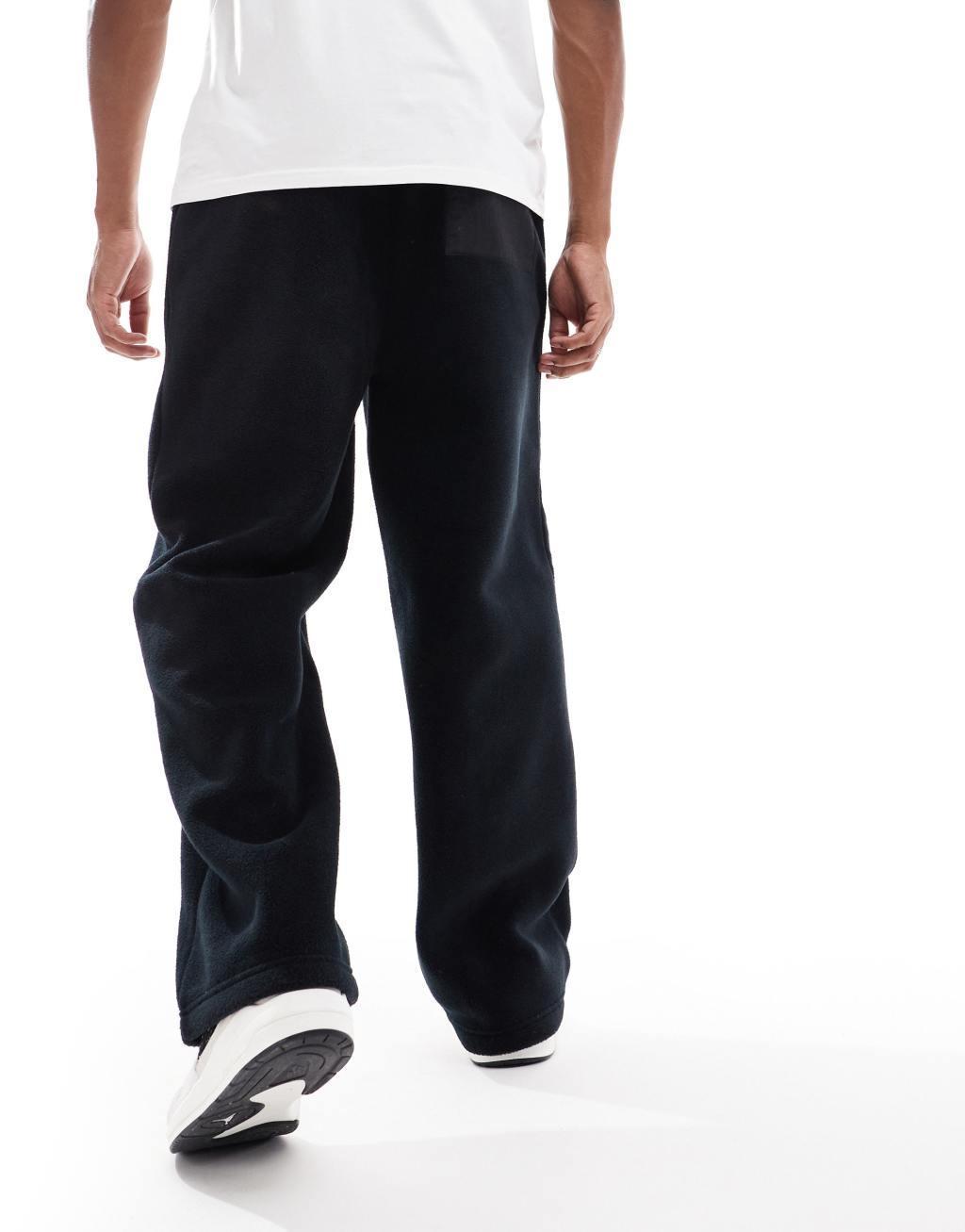 ASOS DESIGN wide leg fleece sweatpants in black Product Image