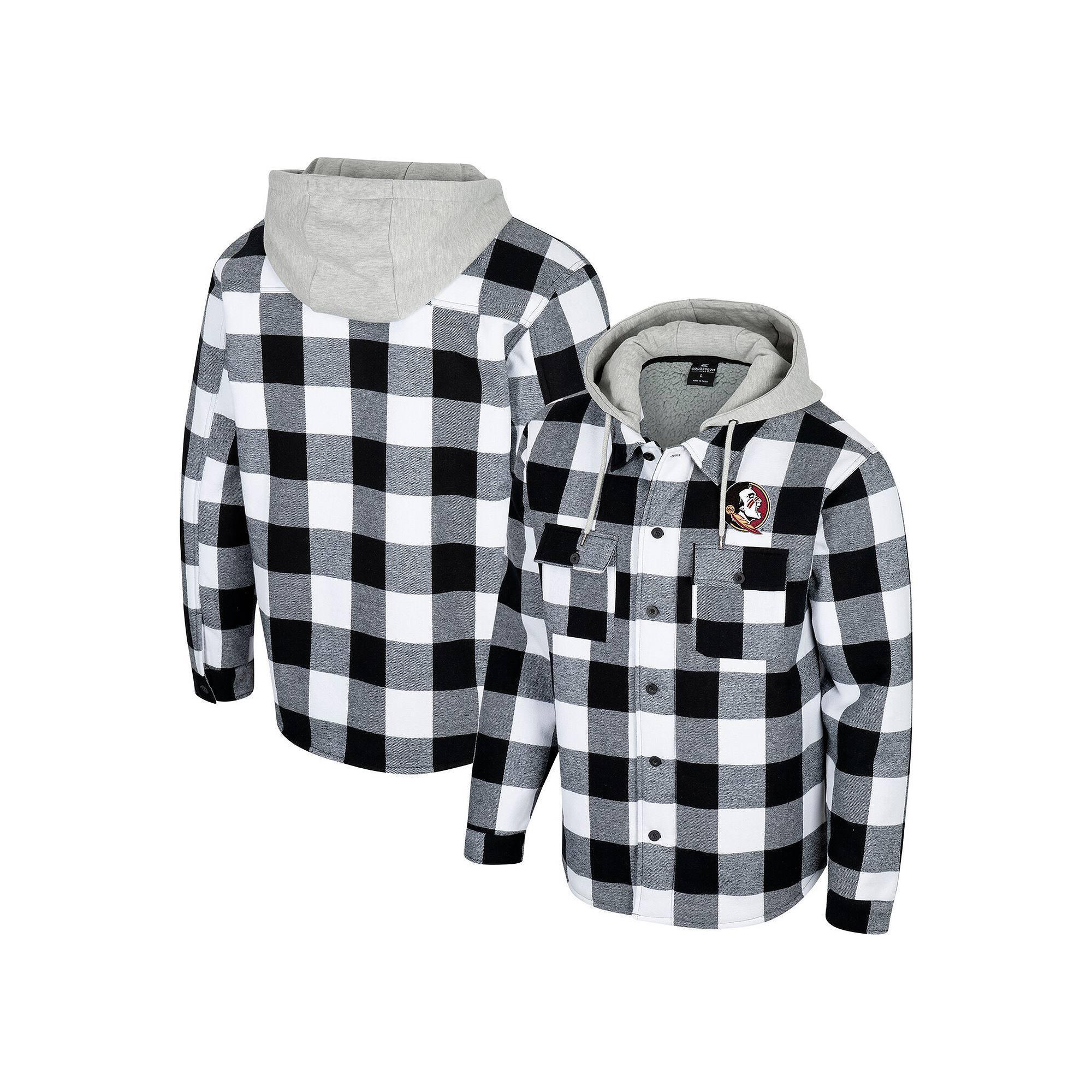 Men's Colosseum Black/White Iowa Hawkeyes Buffalo Plaid Full-Zip Jacket, Size: Large Product Image