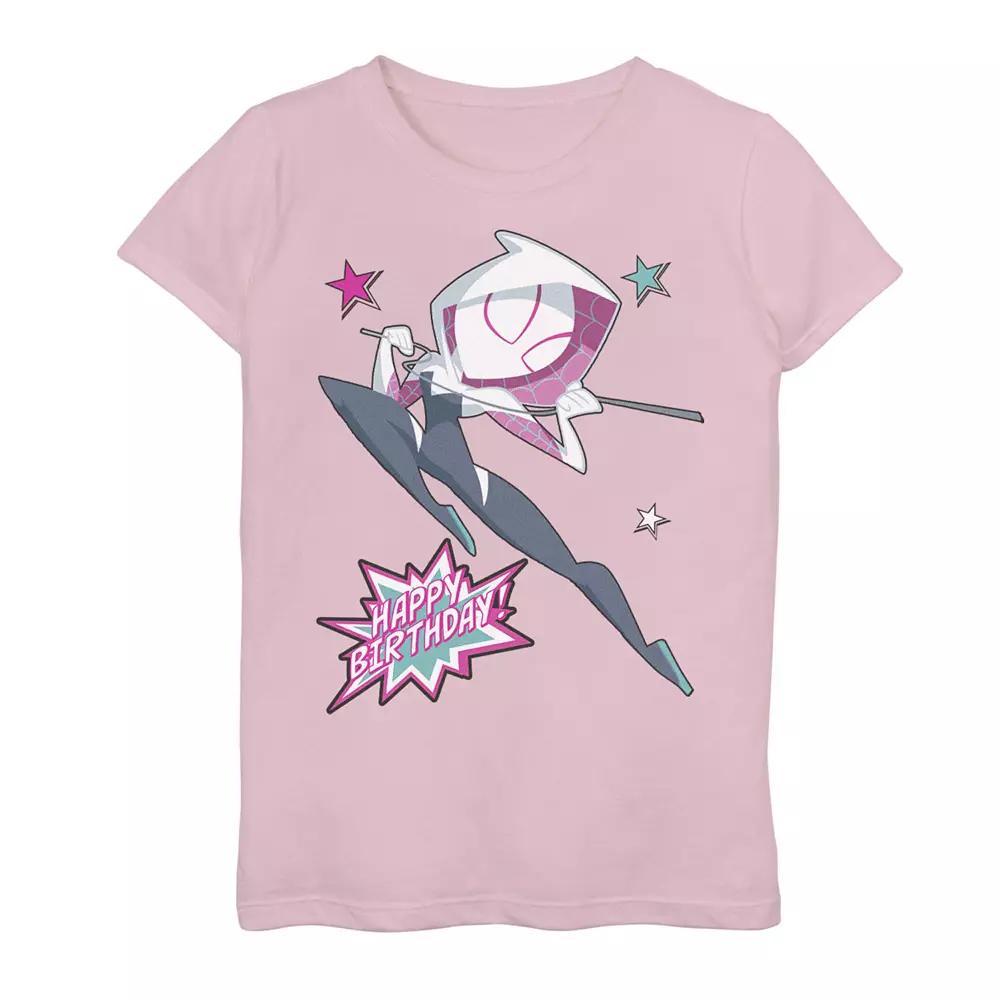 Girls 7-16 Marvel Spider-Man Gwen Happy Birthday Graphic Tee, Girl's, Size: Large, Pink Product Image