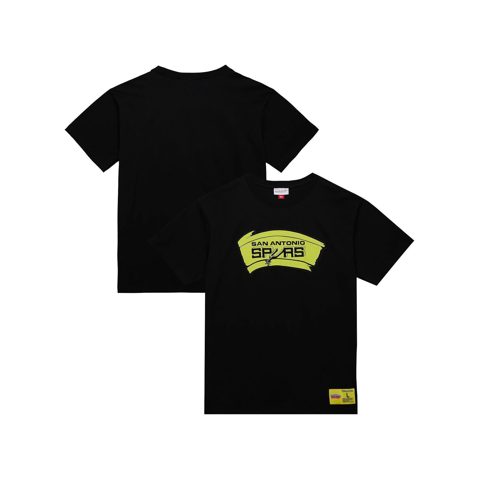 Men's Mitchell & Ness Black San Antonio Spurs Hardwood Classics Neon Nights Premium T-Shirt, Size: 3XL Product Image
