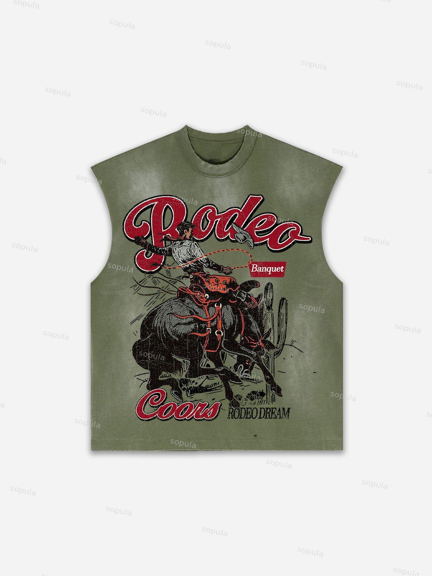 Men's Washed Savage Eagle Head Print Tank Top Product Image