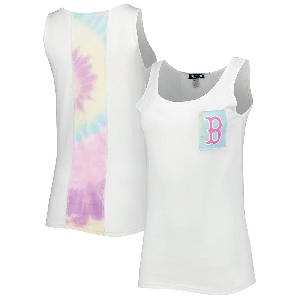 Women's Refried Apparel White Boston Red Sox Tie-Dye Tank Top, Size: Medium Product Image