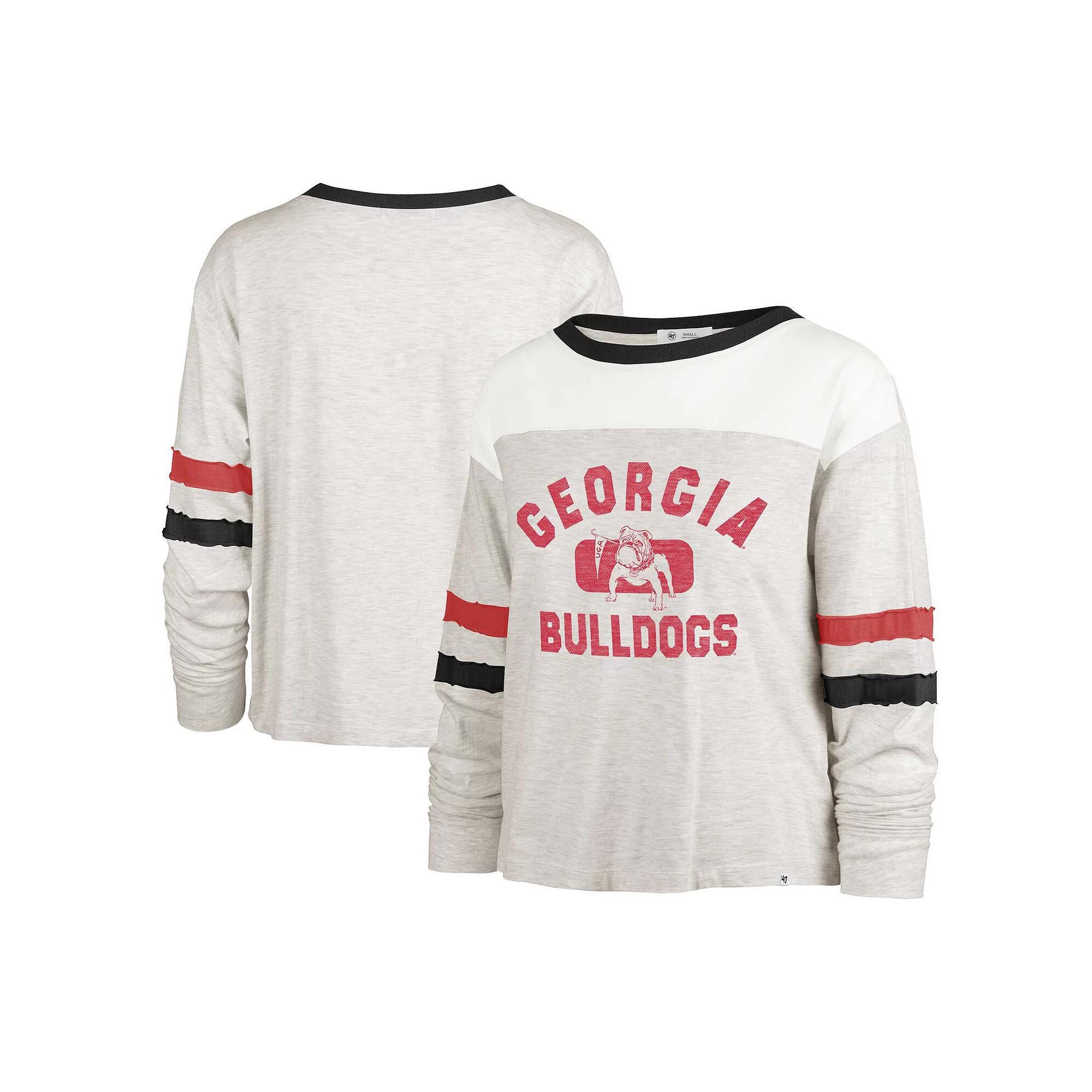 Women's '47 Oatmeal Georgia Bulldogs Vault All Class Lena Long Sleeve T-Shirt, Size: Large, Team Product Image