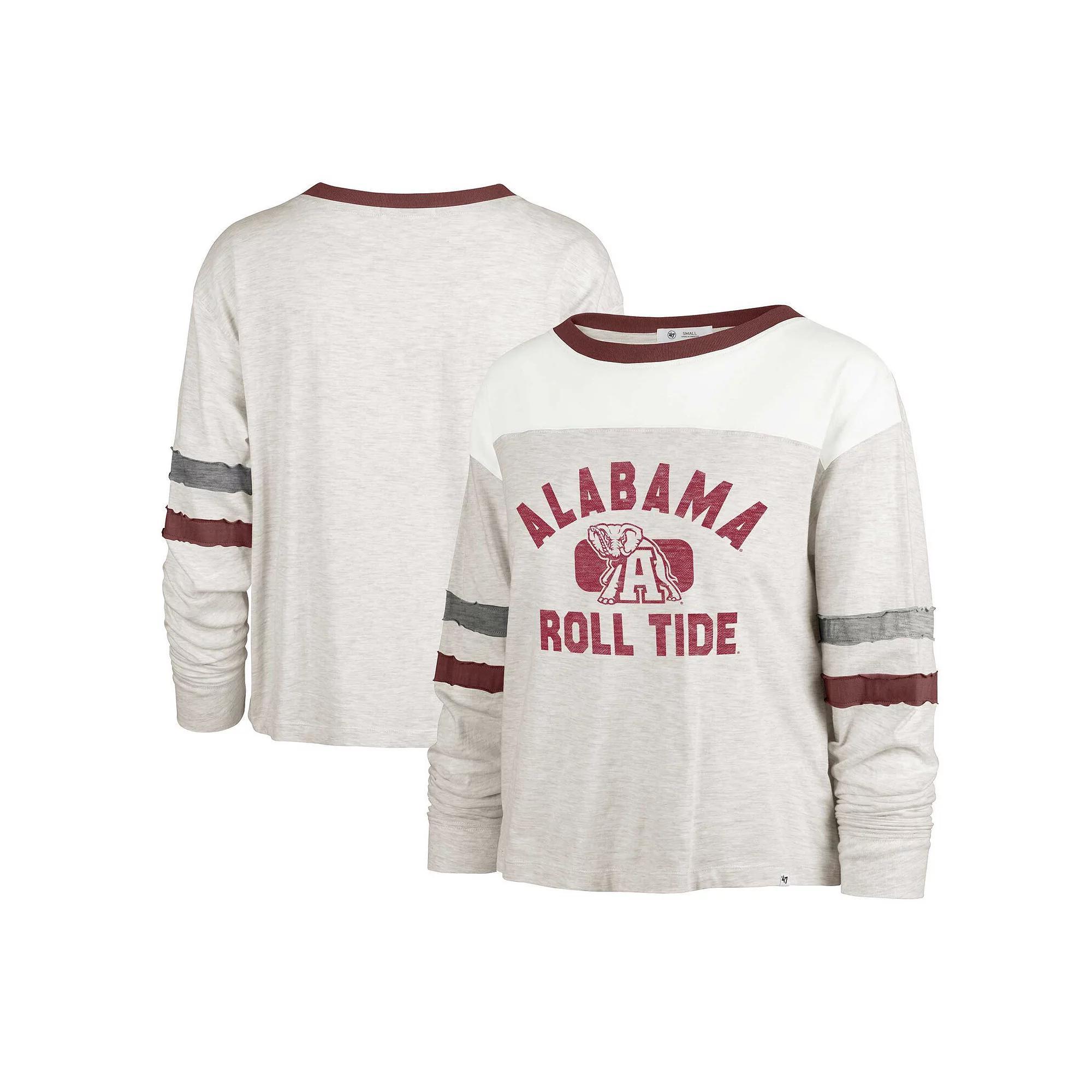 Women's '47 Oatmeal Alabama Crimson Tide All Class Lena Long Sleeve T-Shirt, Size: Large, Team Product Image