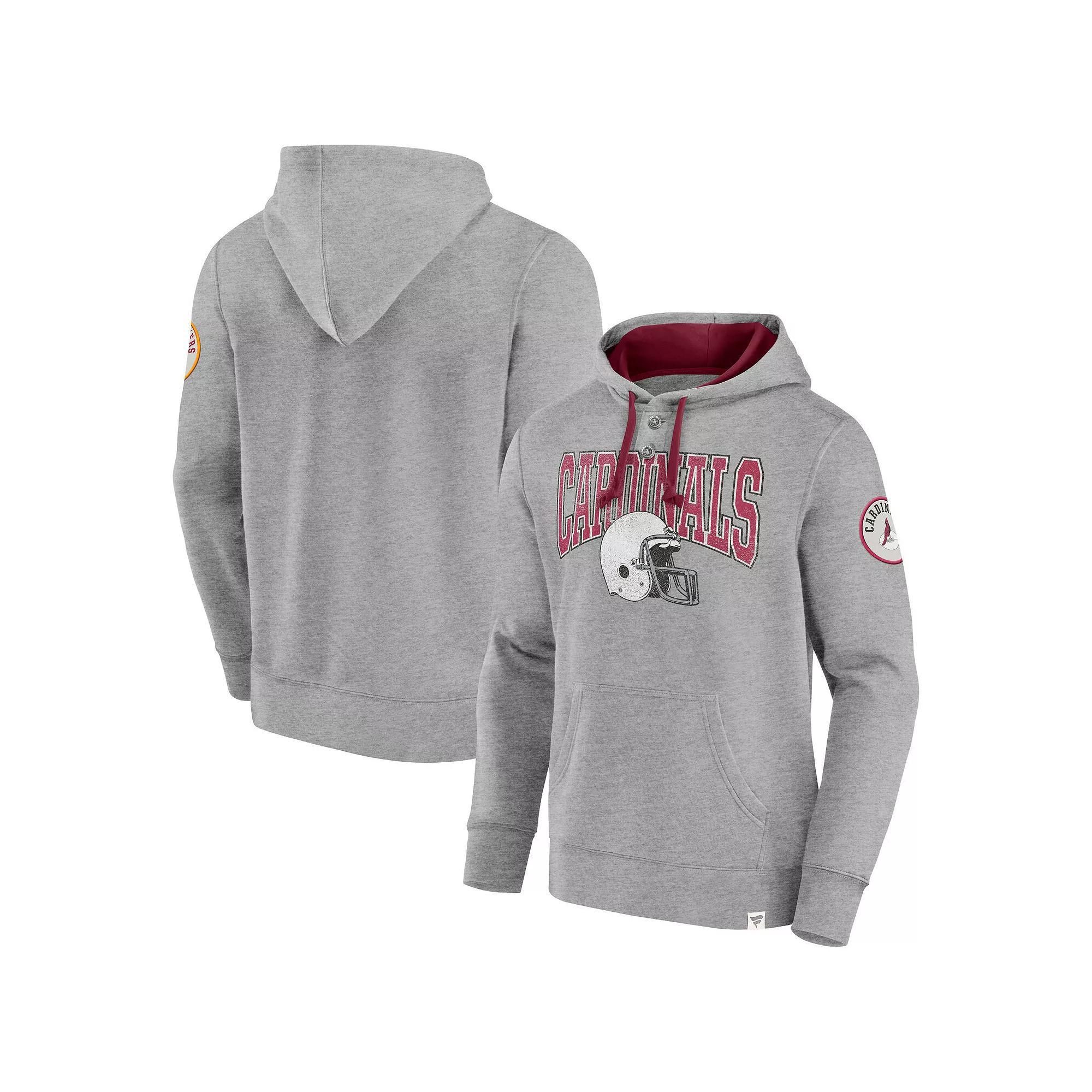 Men's Fanatics  Heather Gray Arizona Cardinals Label Maker Pullover Hoodie, Size: 2XL, Grey Product Image
