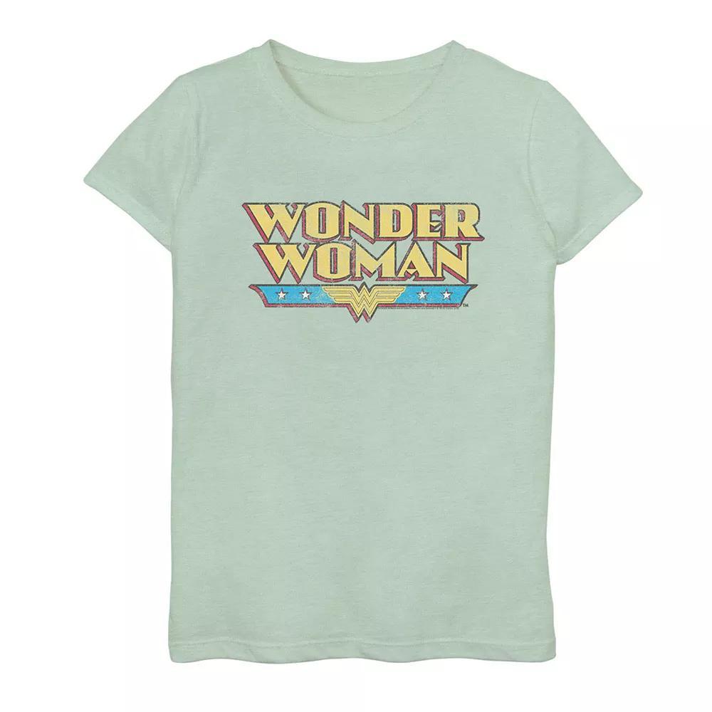 Girls DC Comics Wonder Woman Vintage Distressed Logo Tee, Girl's, Size: Small, Green Product Image