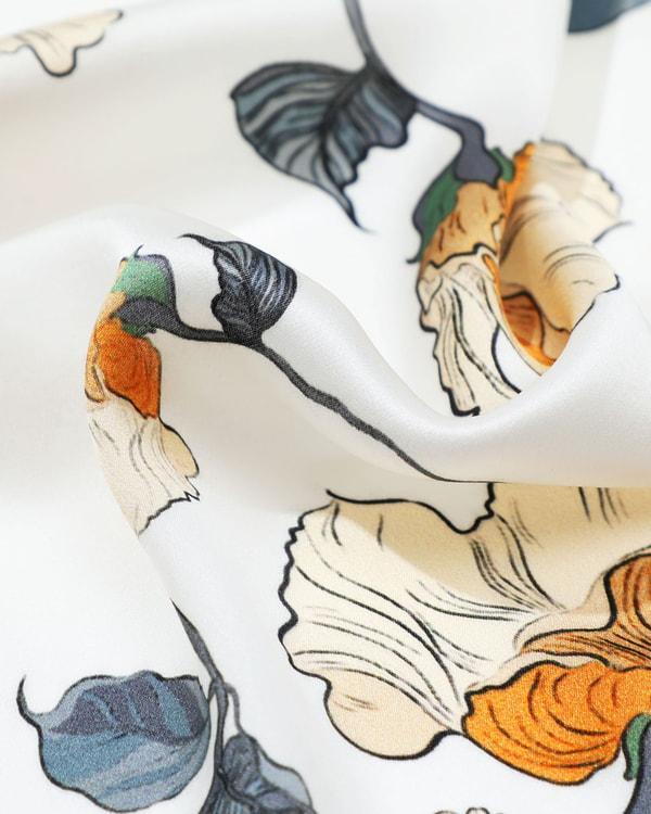 Chic Floral Square Silk Scarf Product Image