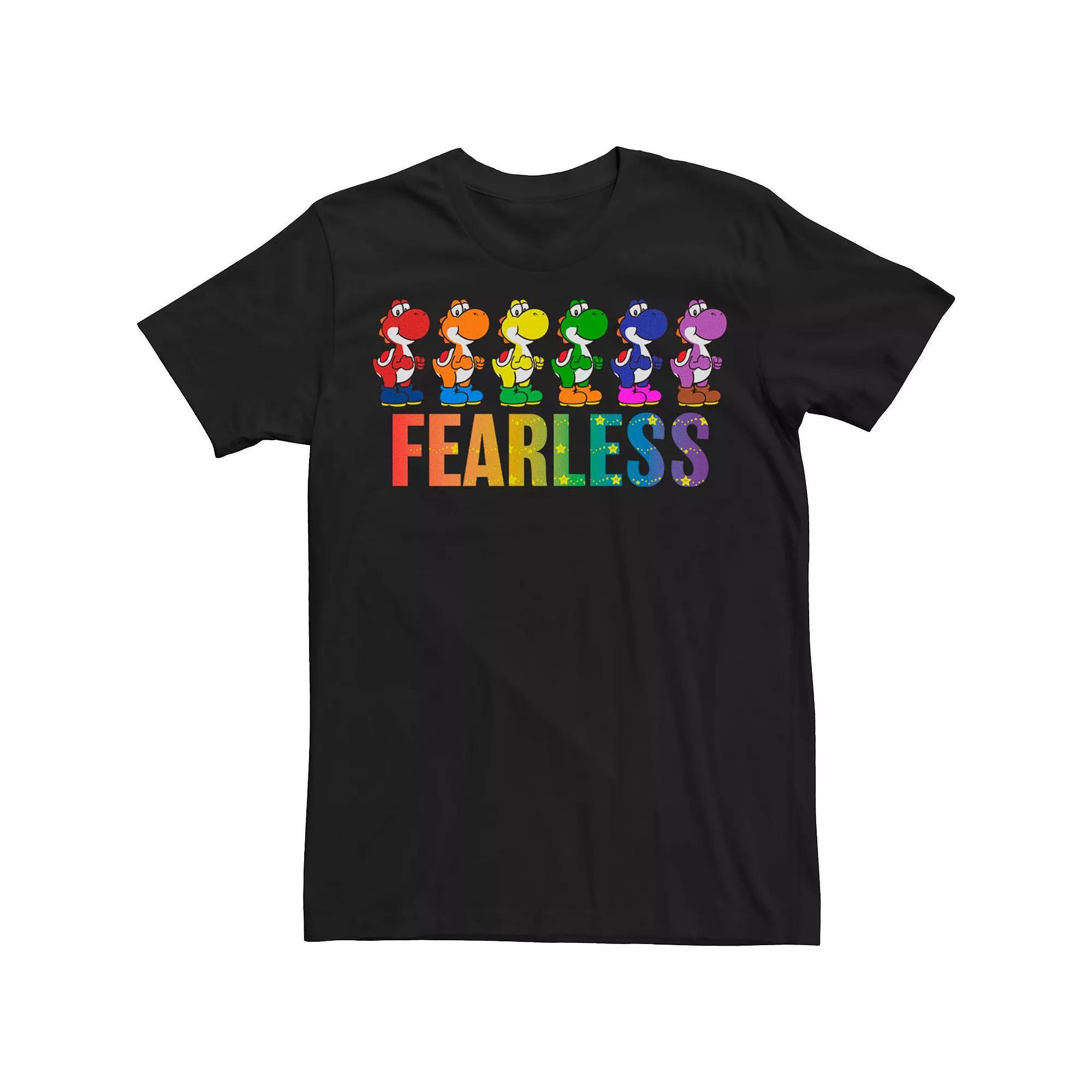 Big & Tall Super Mario Pride Yoshi Fearless Rainbow Line Up Tee, Men's, Size: 3XL, Black Product Image