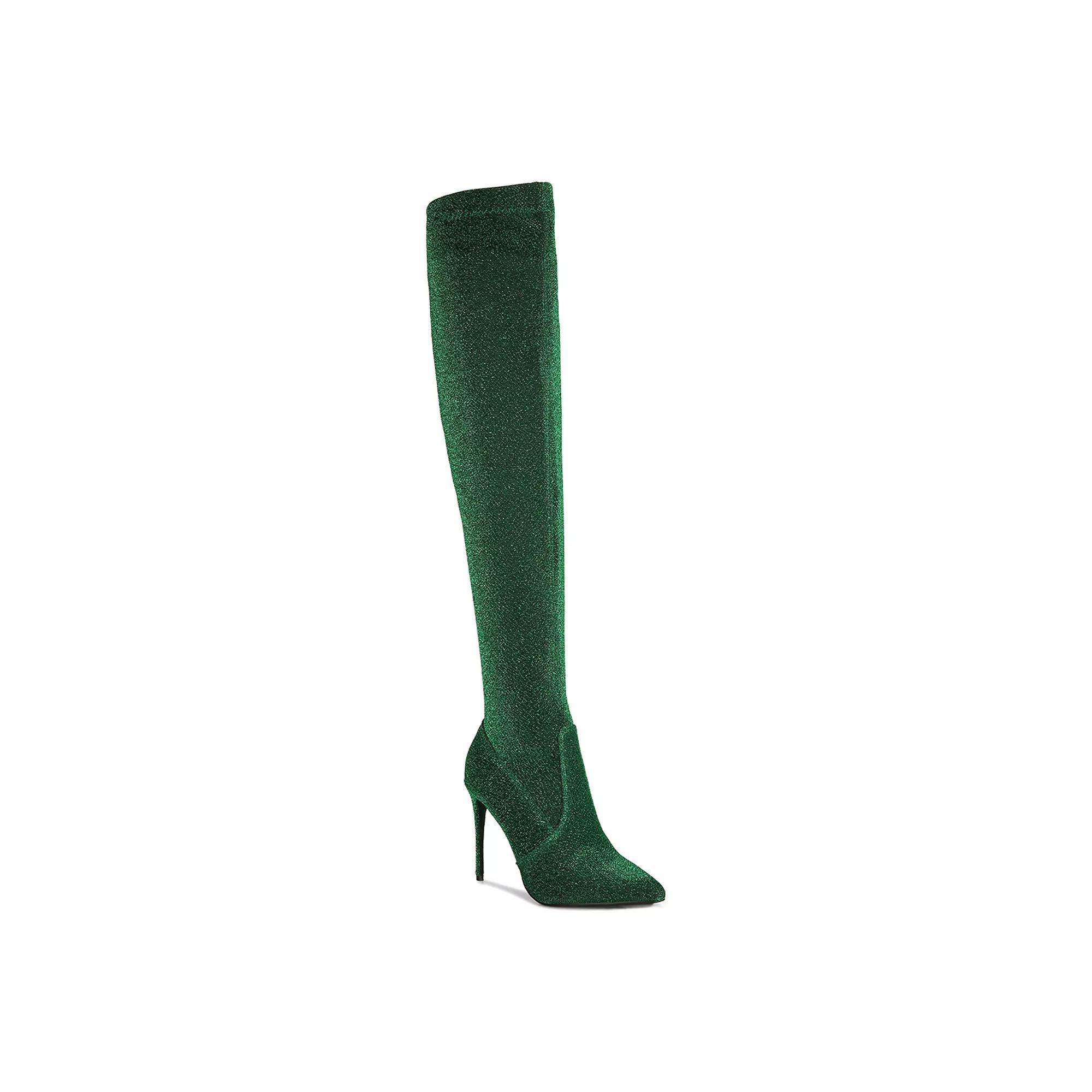 London Rag Tigerlily Women's High Heel Over-The-Knee Boots, Size: 5, Green Product Image