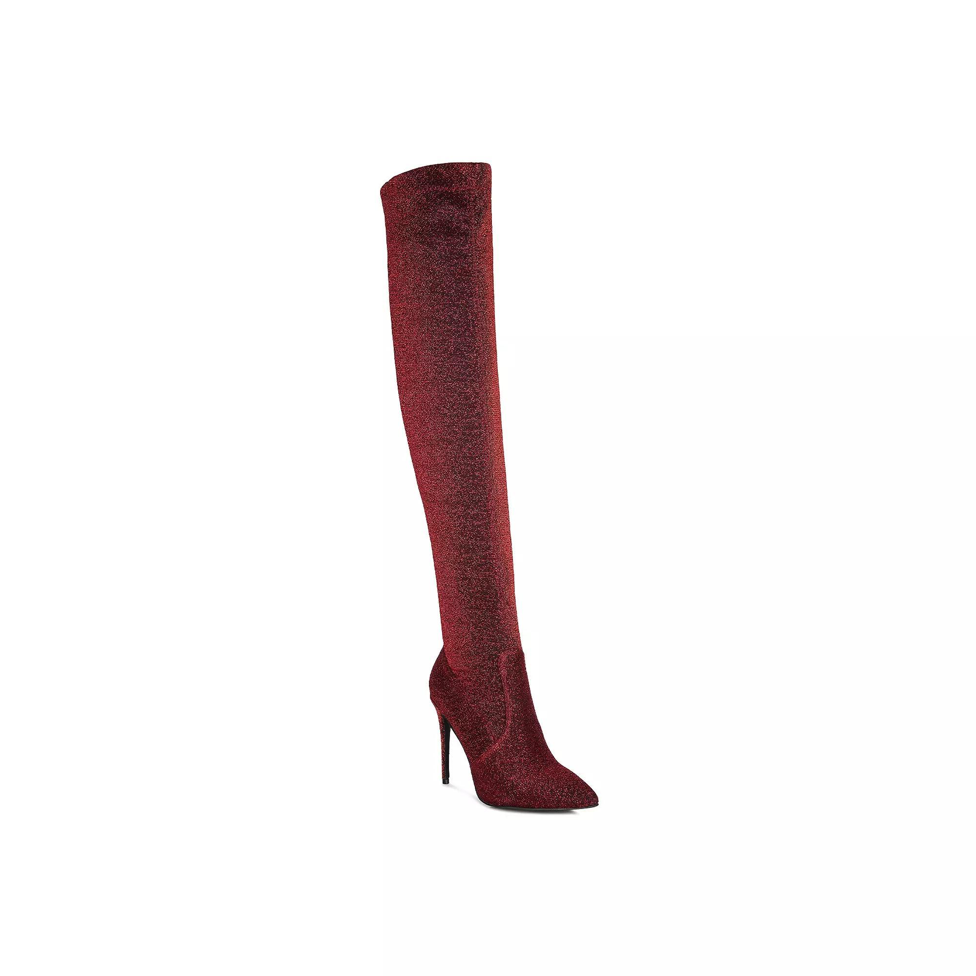 London Rag Tigerlily Women's High Heel Over-The-Knee Boots, Size: 8, Red Product Image
