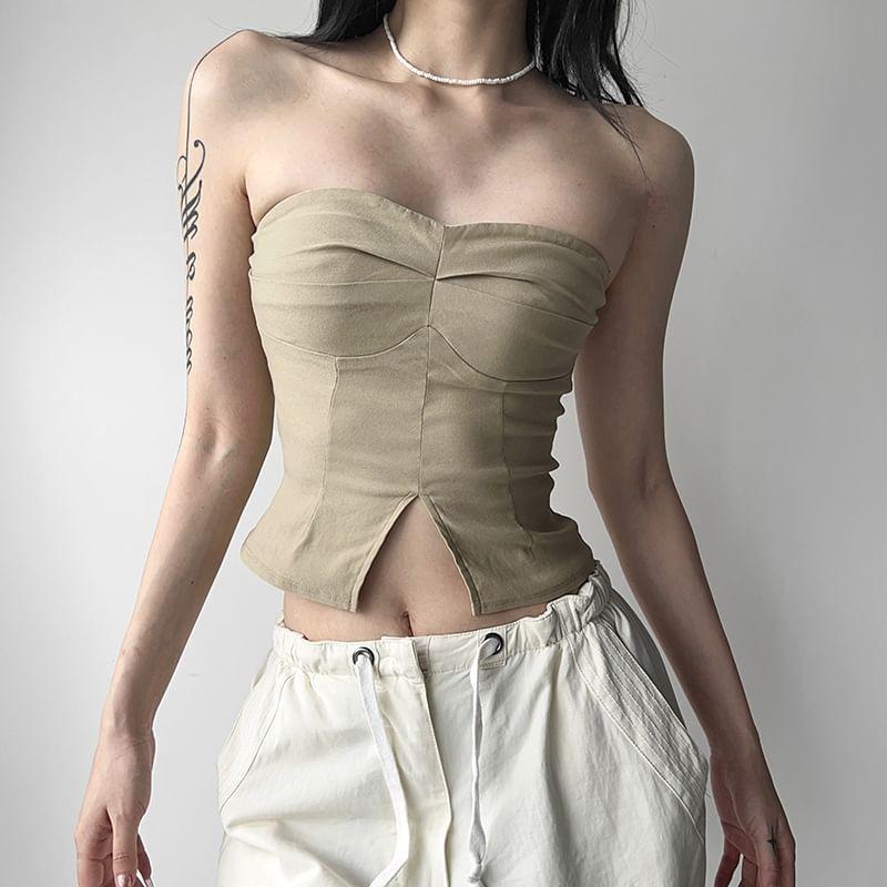 Plain Slim-Fit Crop Tube Top Product Image