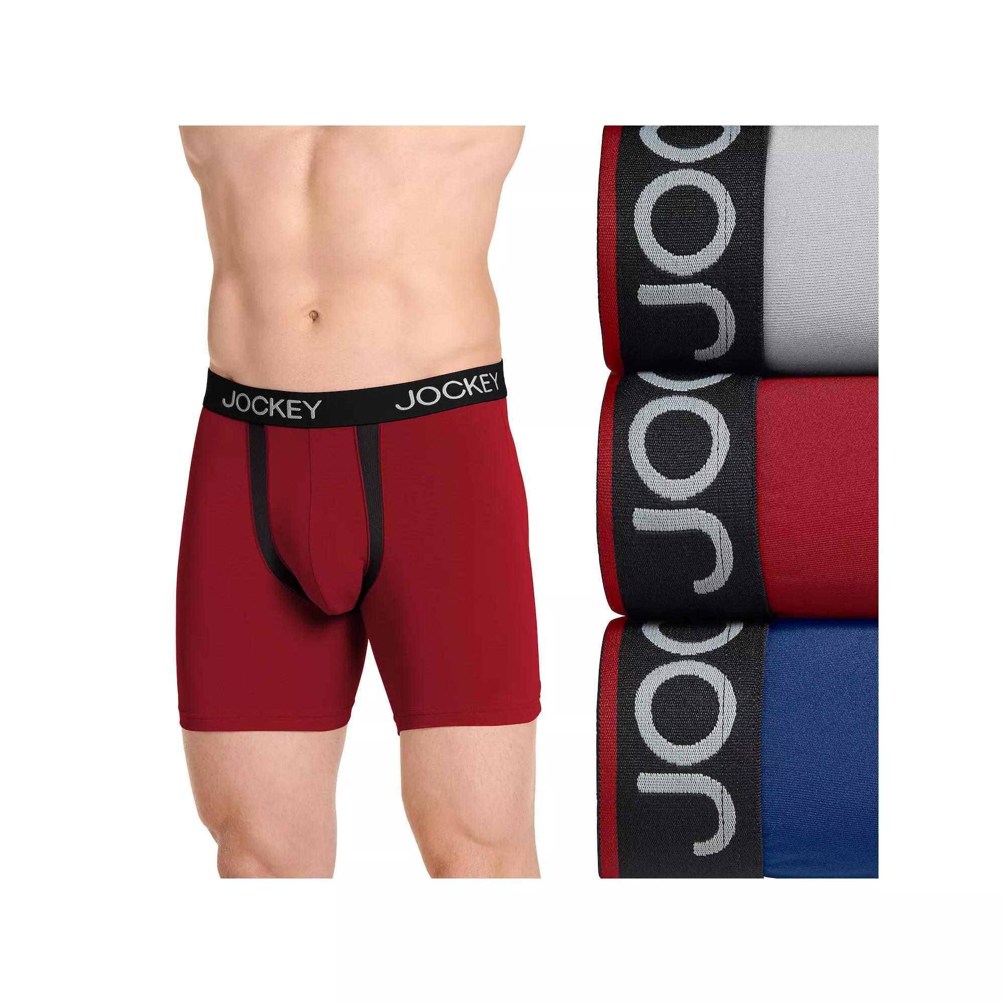 Men's Jockey 3-Pack Chafe Proof Pouch Microfiber 5" Boxer Briefs, Size: Small, Red Apple Team Product Image