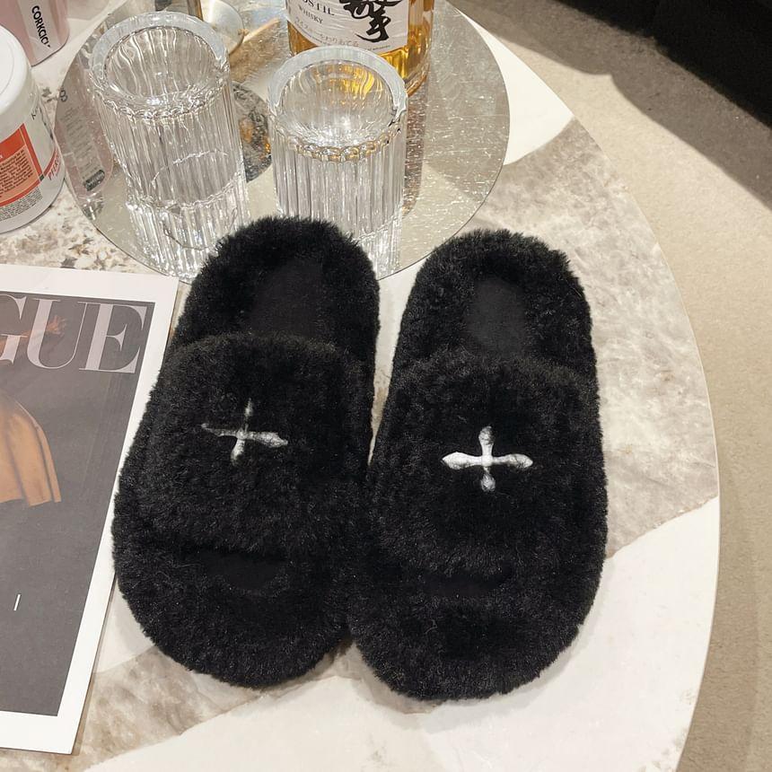 Fleece Platform Slide Sandals Product Image
