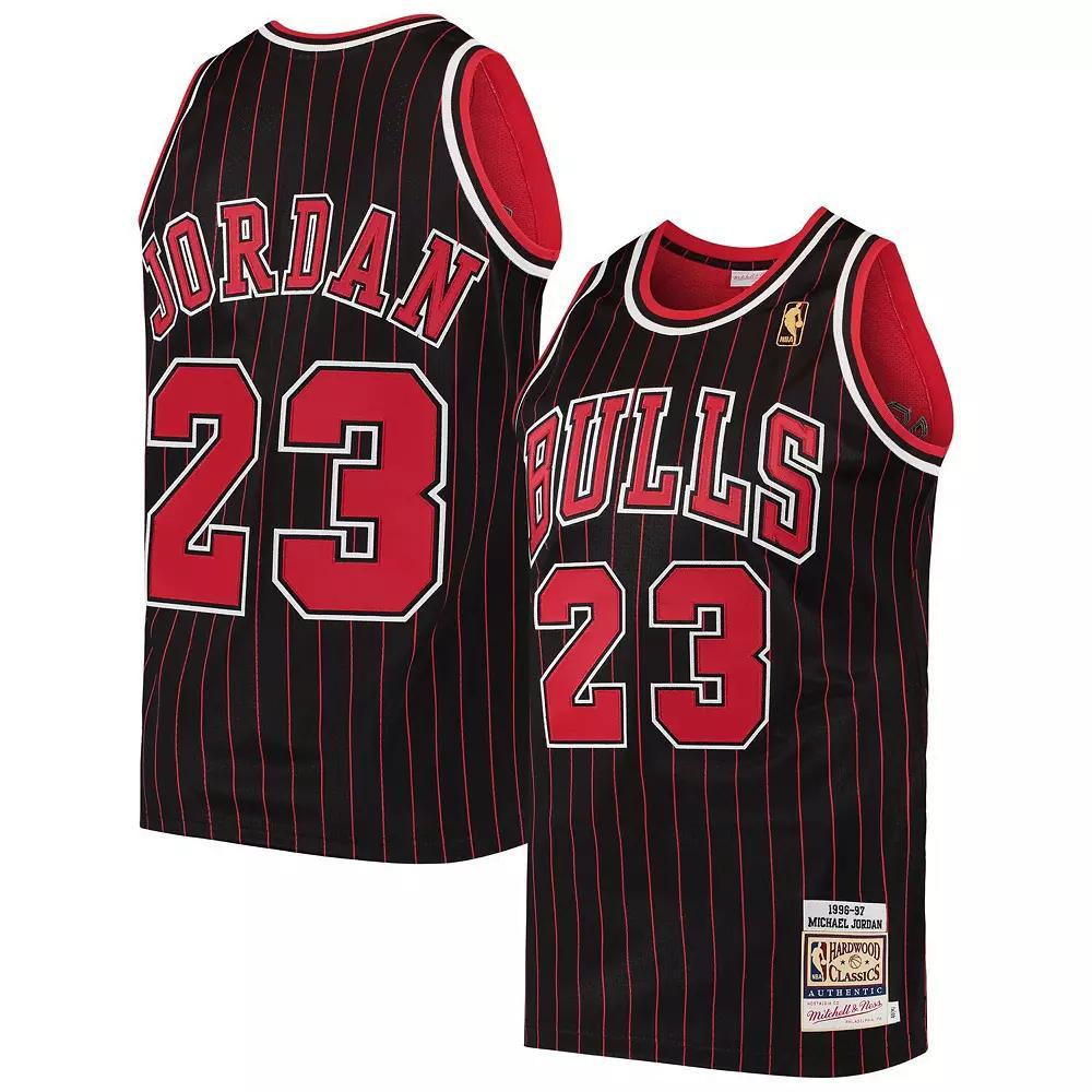 Men's Mitchell & Ness Michael Jordan Black Chicago Bulls 1996 Hardwood Classics Authentic Jersey, Size: 64 Product Image
