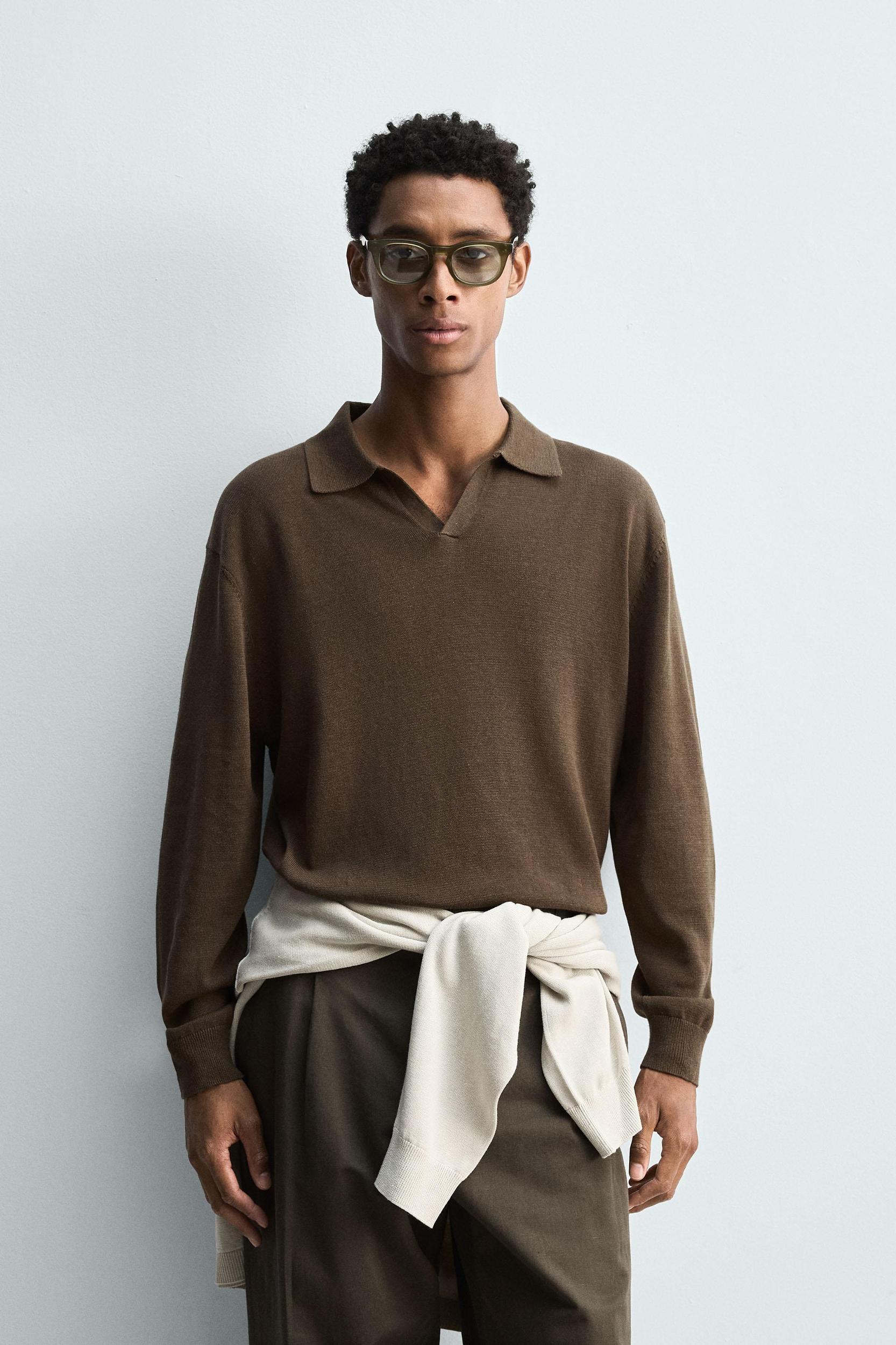 COTTON-HEMP KNIT POLO SHIRT Product Image