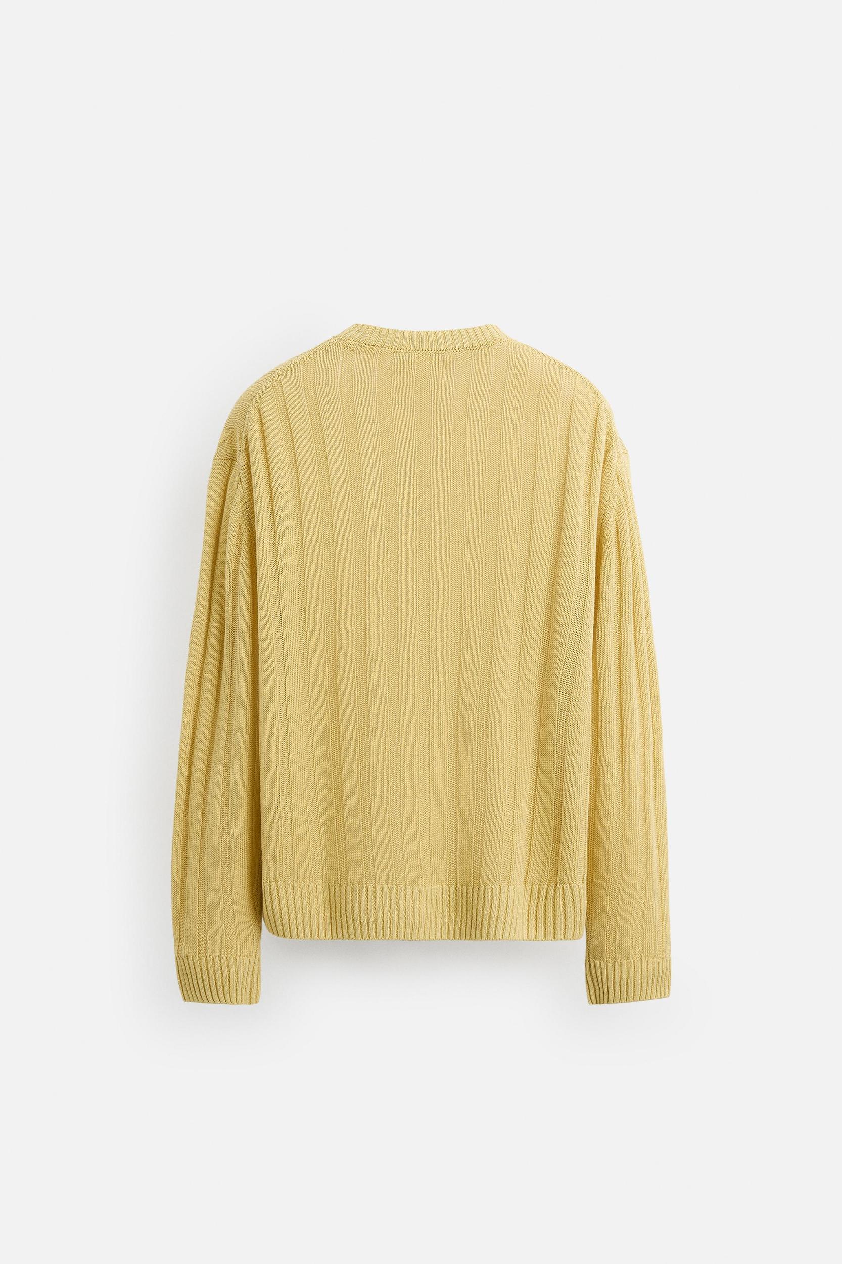 100% LINEN RIBBED SWEATER Product Image